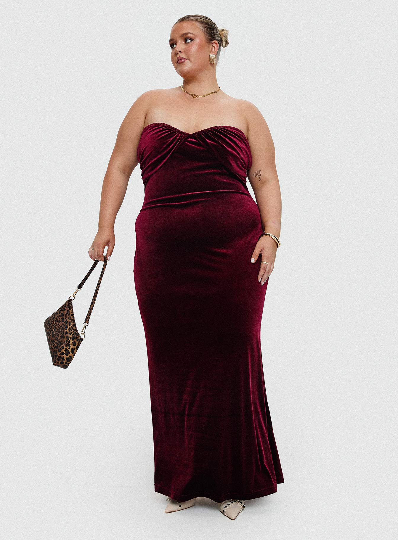 Irena Strapless Maxi Dress Burgundy Curve Low Cost Cheap Online