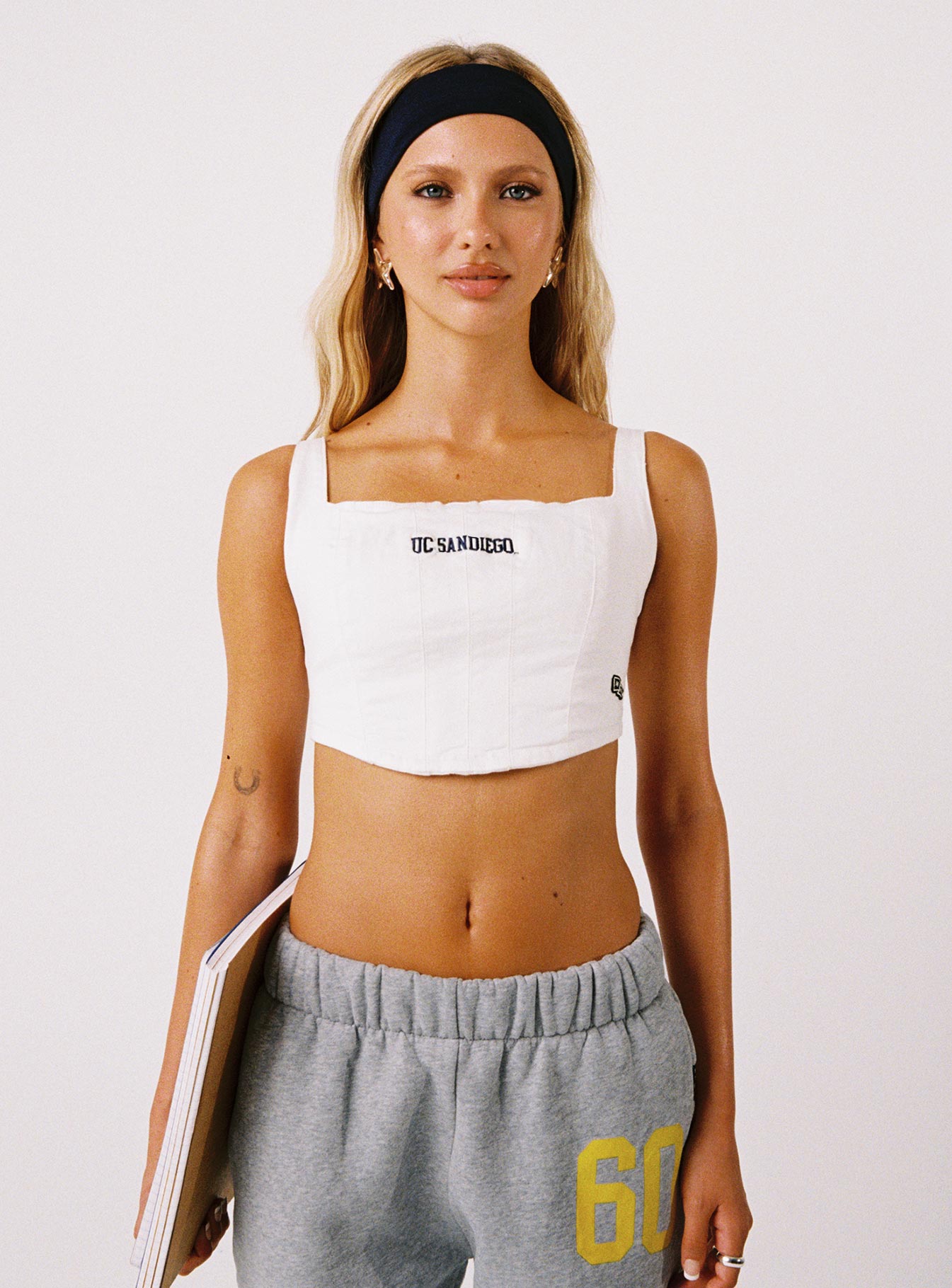 UCSD Denim Corset Top White Cheap Sale Geniue Stockist