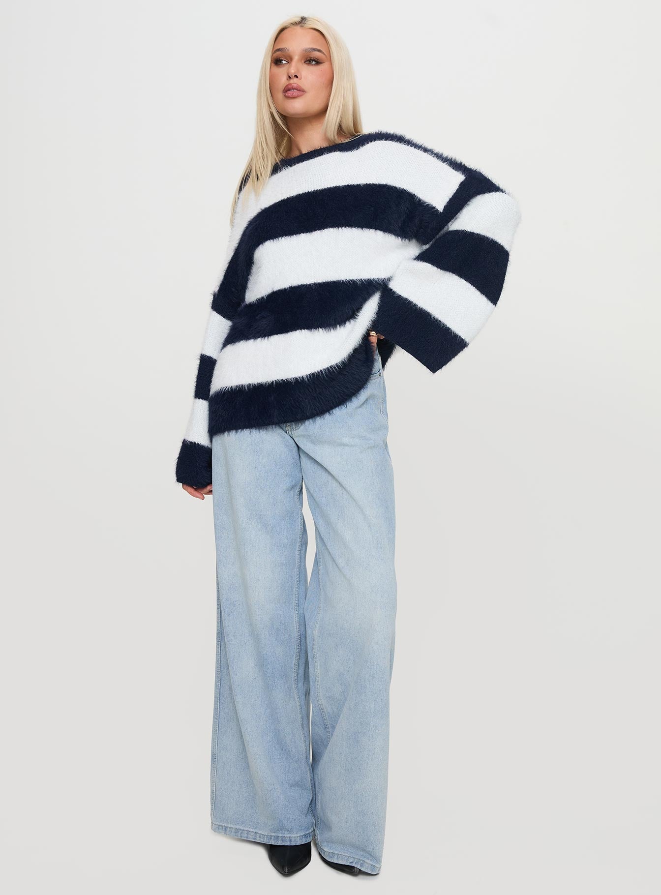 Nerina Knit Sweater Blue / White Stripe Sale Footlocker