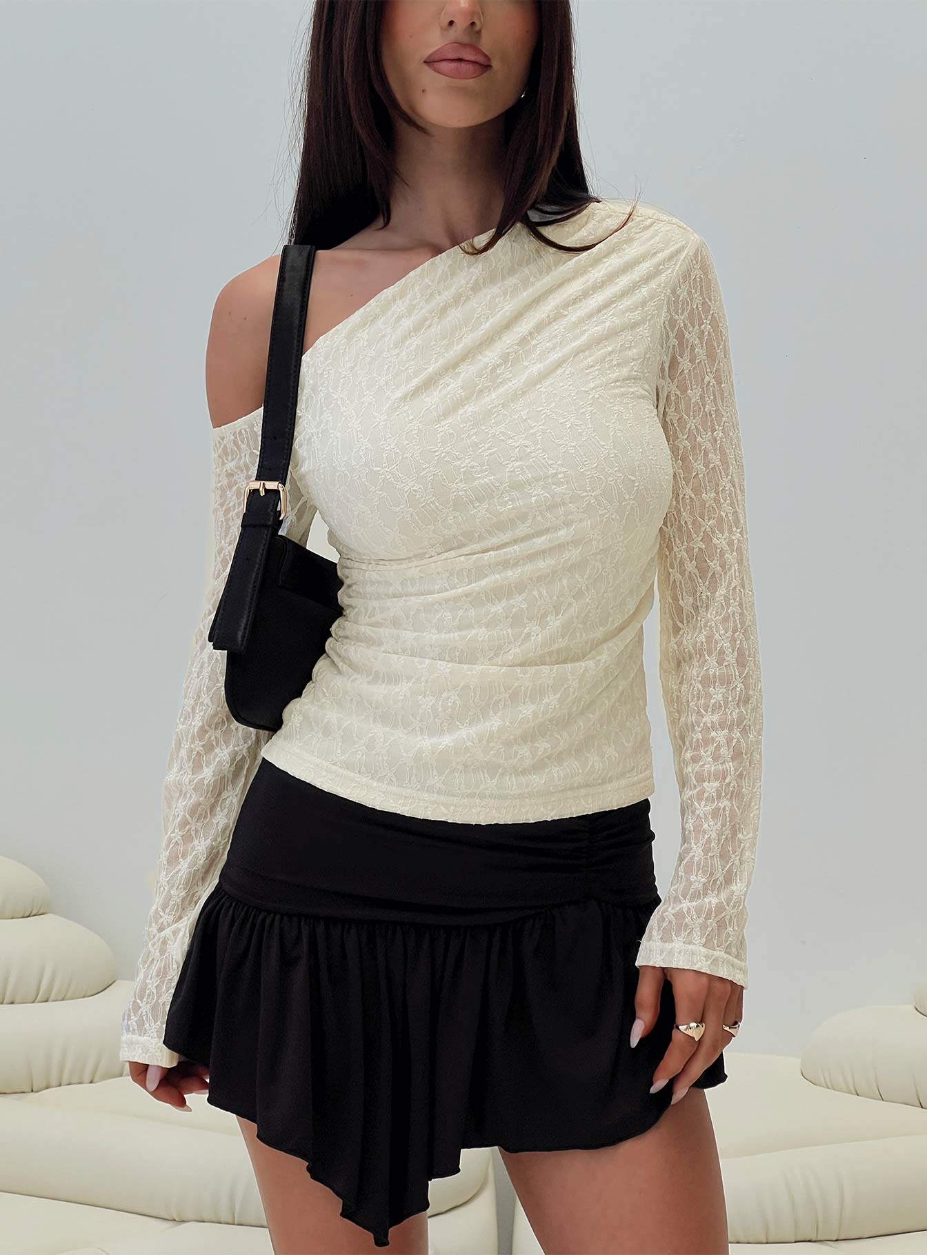 Beller Long Sleeve Lace Top Cream Visit New Sale Online