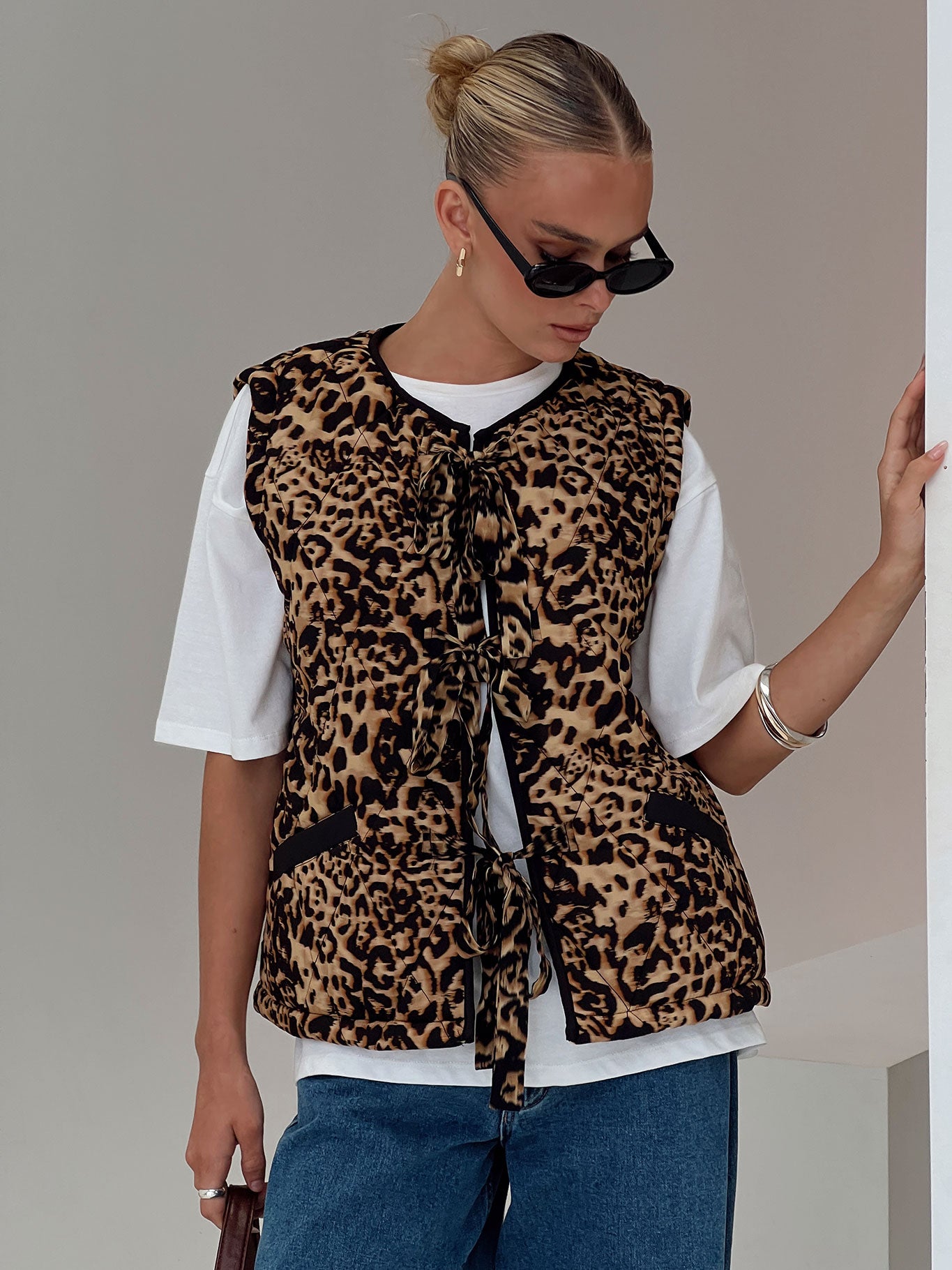 Samual Quilted Vest Leopard Buy Cheap Pice