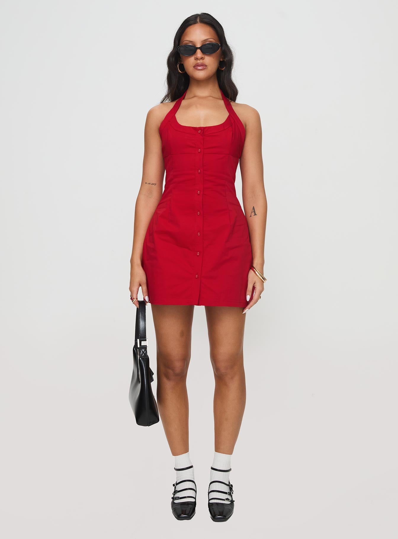 Mallorie Halter Mini Dress Red Tall Cost Cheap Pice