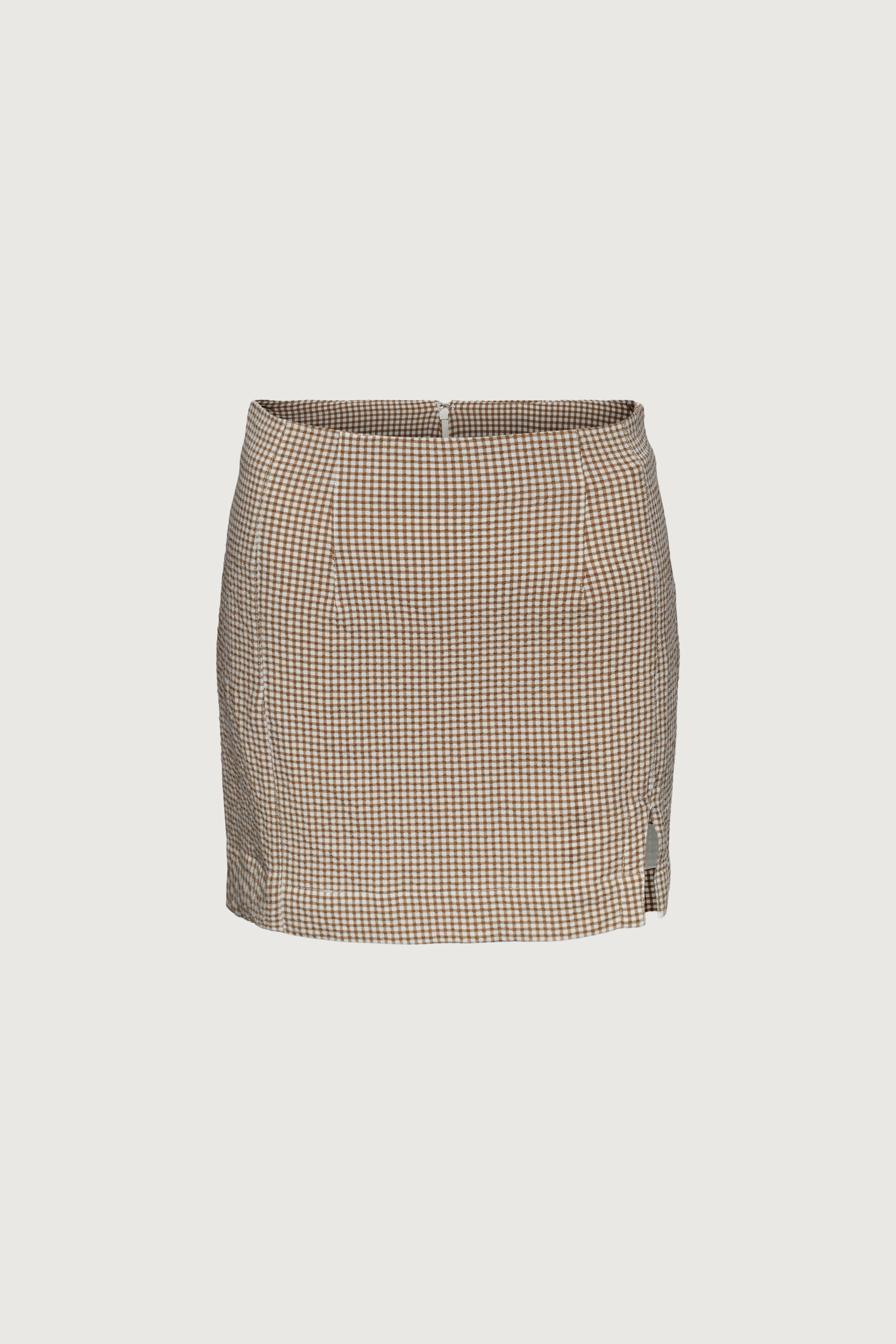 GINGHAM MINI SKIRT WITH FRONT SLIT Visa Payment For Sale