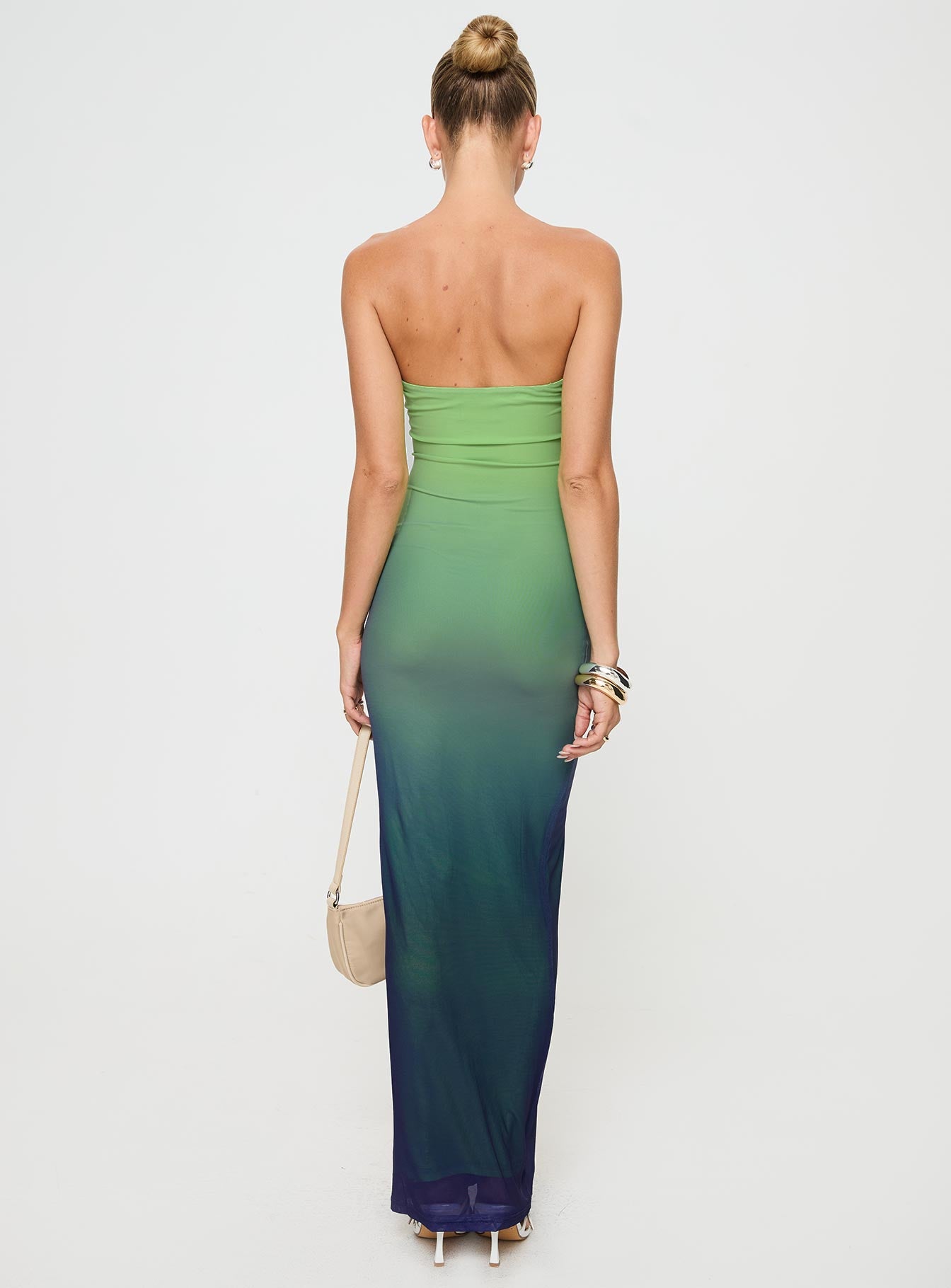 Stolen Love Strapless Maxi Dress Blue / Green Ombre Petite Sale Genuine