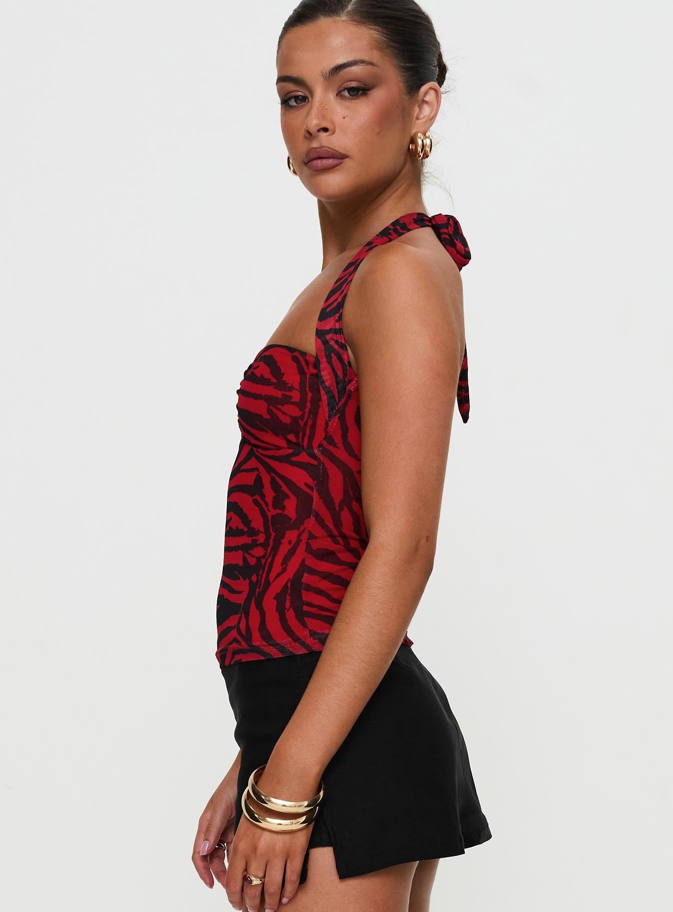 Cielo Mesh Halter Top Red Zebra Cheapest Pice Sale Online