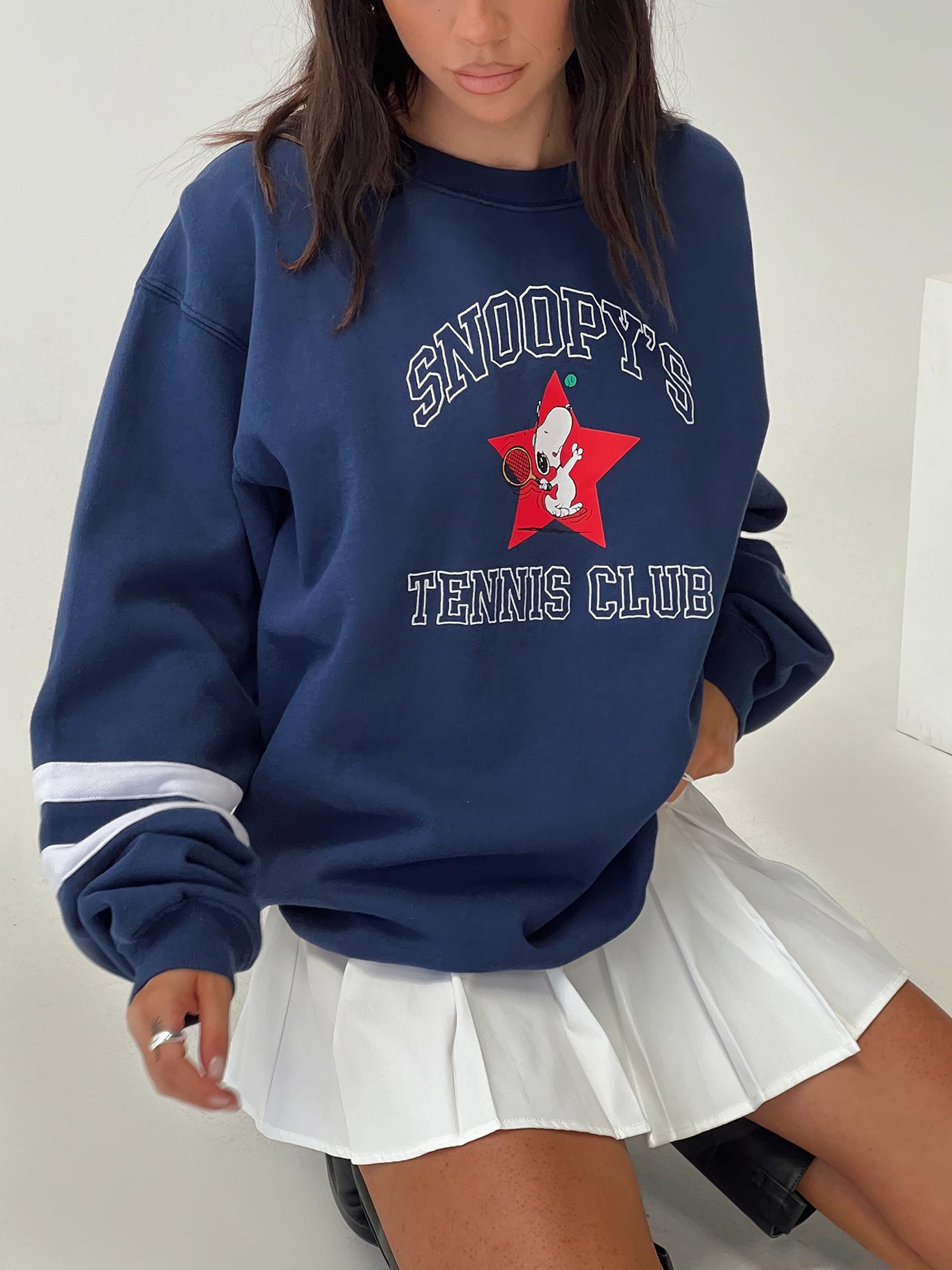 Snoopy Star Tennis Club Sweater Navy Buy Cheap Browse