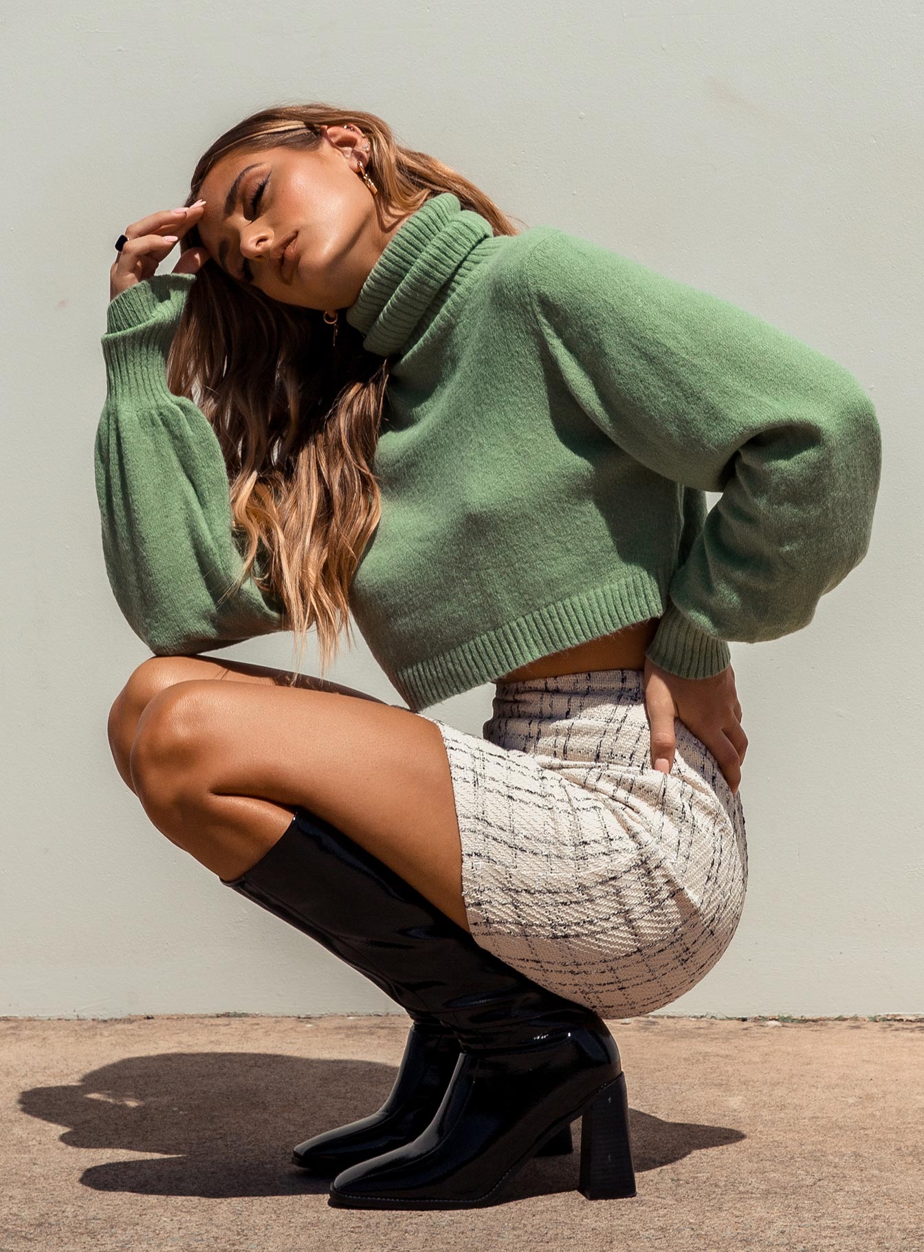 Zahara Cropped Turtleneck Sweater Green Petite Exclusive Online