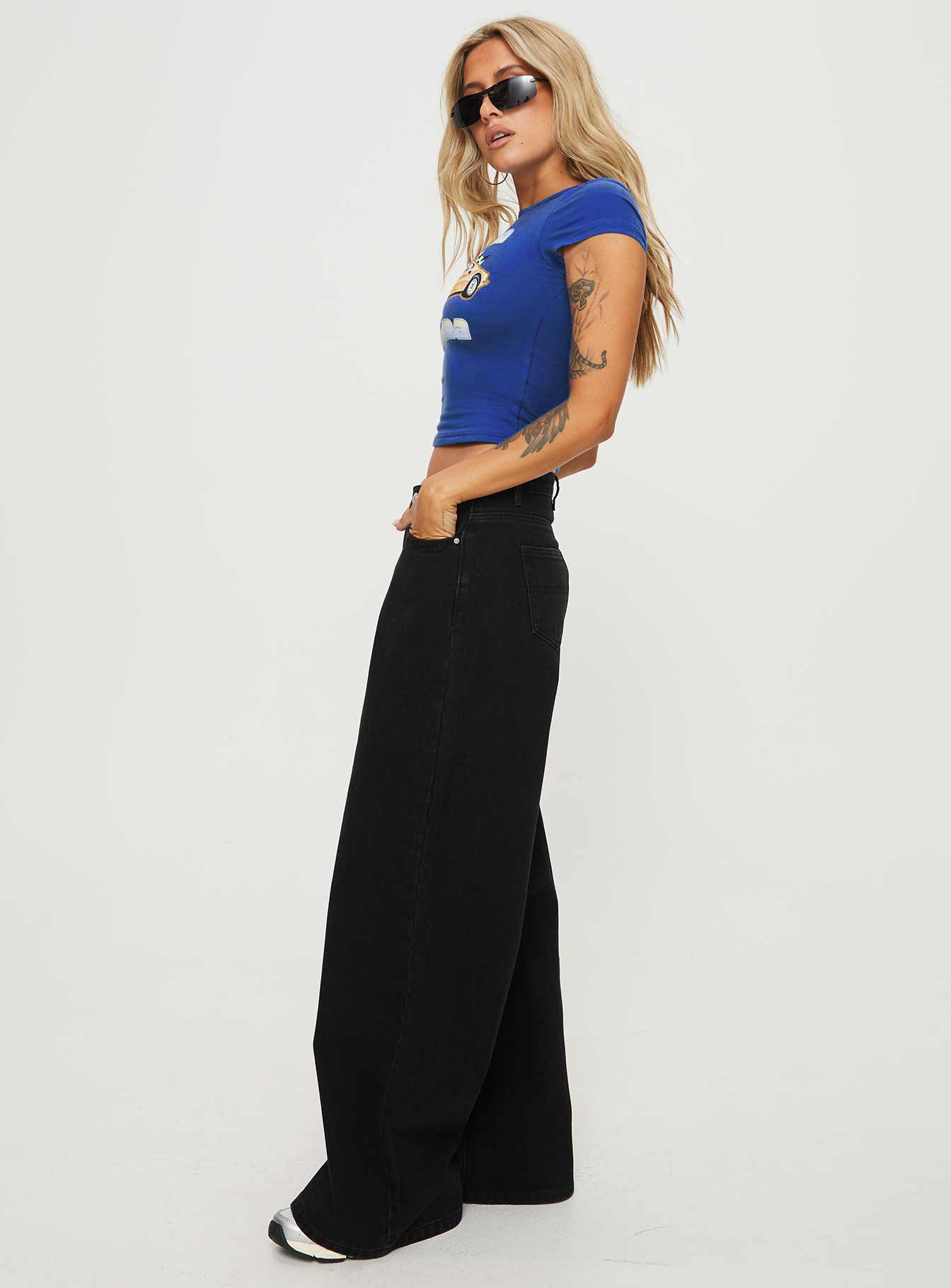 Naylor Wide Leg Jeans Washed Black Denim Tall Discount Best Seller