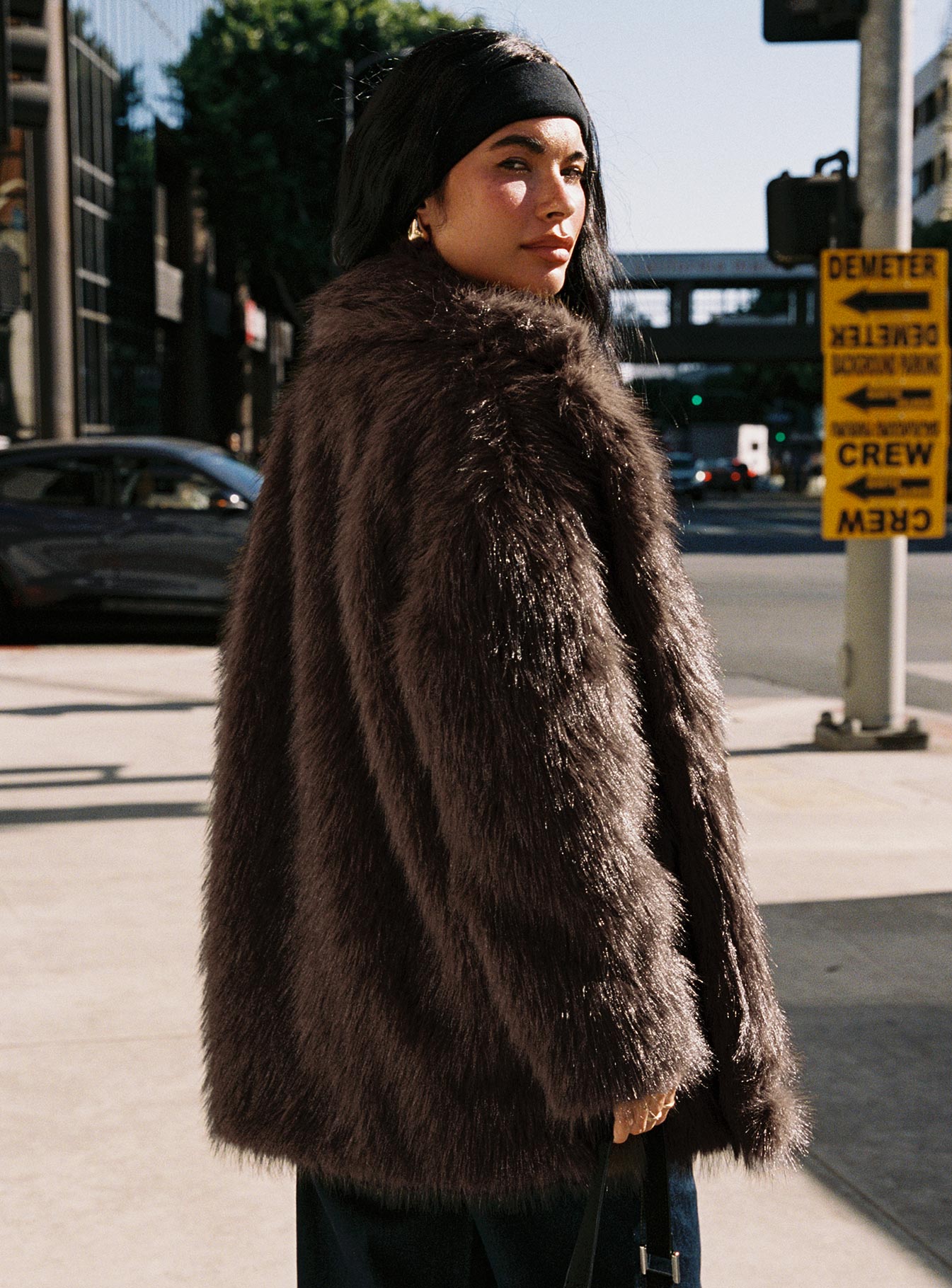 Super Trouper Faux Fur Jacket Brown Clearance Nicekicks