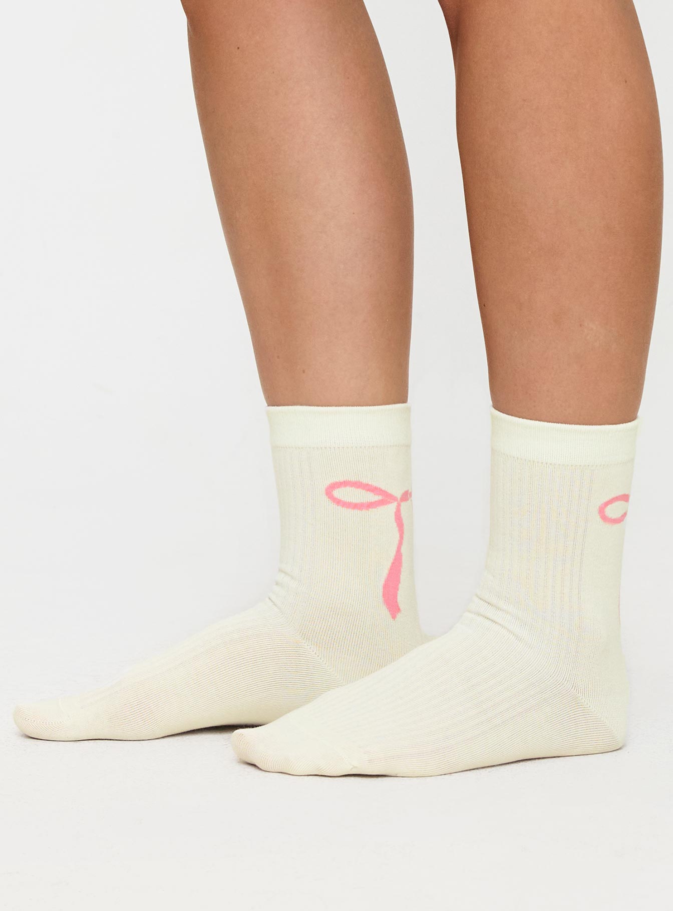 Bow Out Socks White/ Pink Online Shop From China