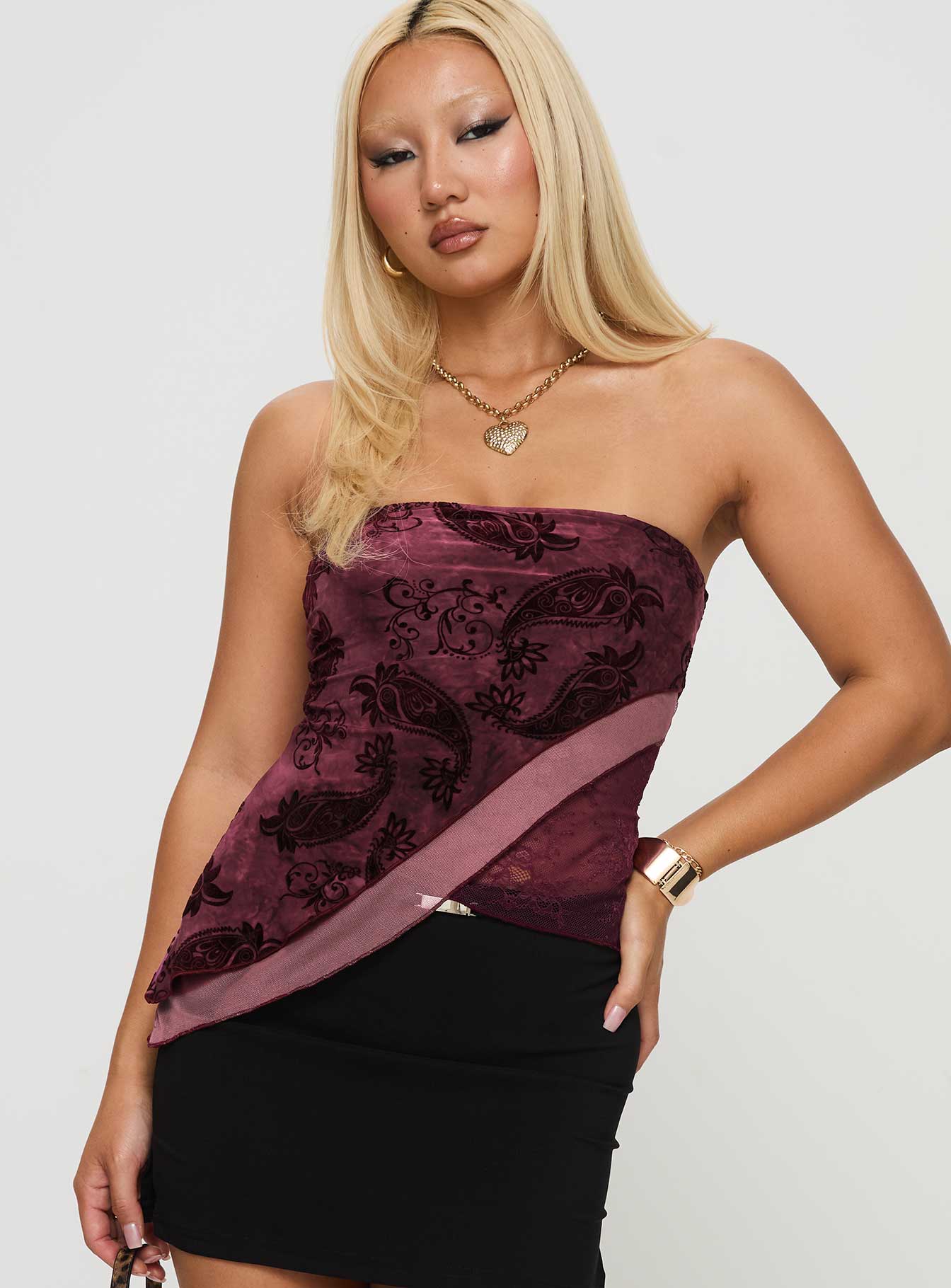 Lourde Strapless Top Wine Low Pice Fee Shipping Online
