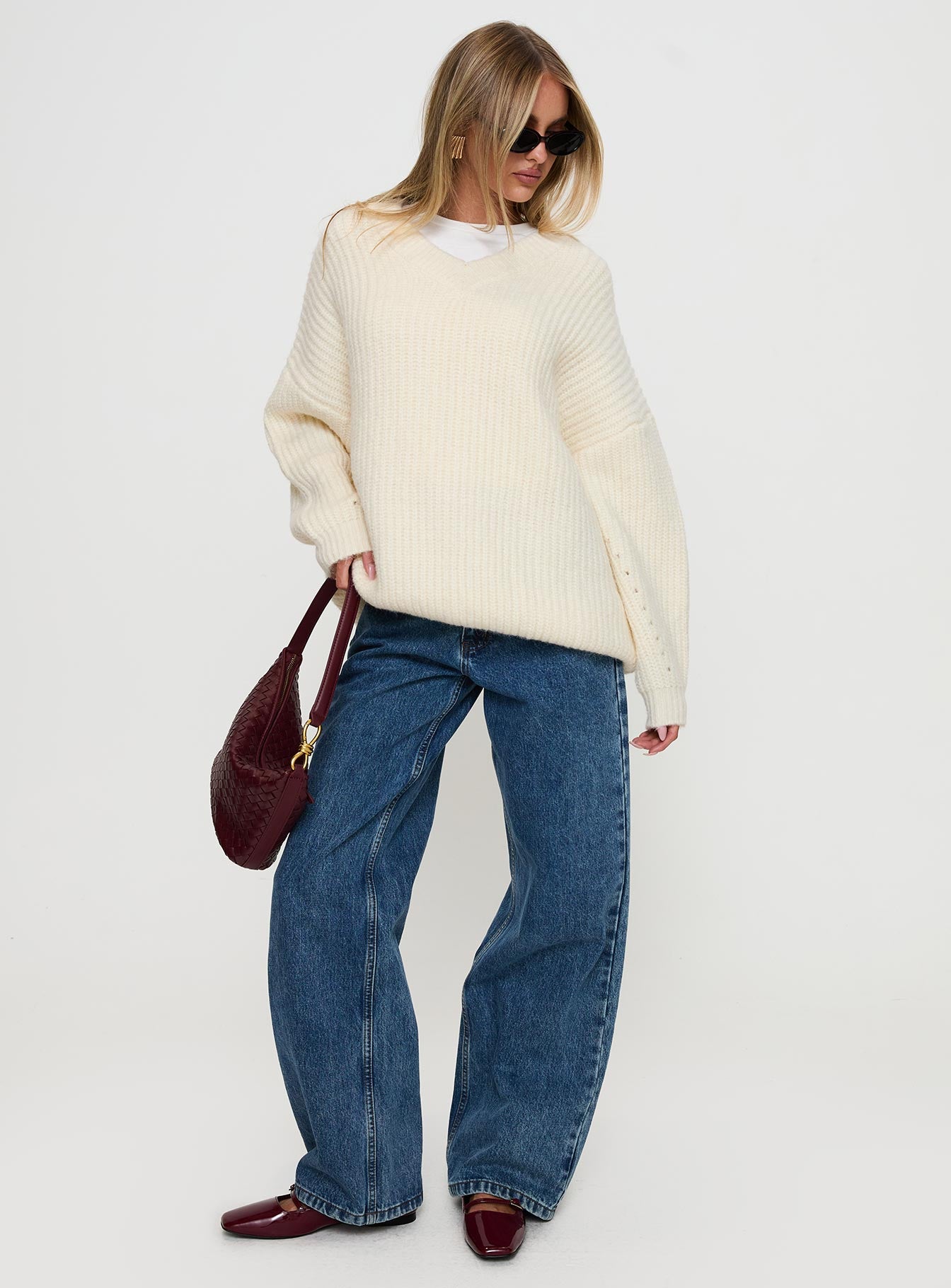 Have It All V Neck Knit Sweater Cream Best Store To Get Sale Online