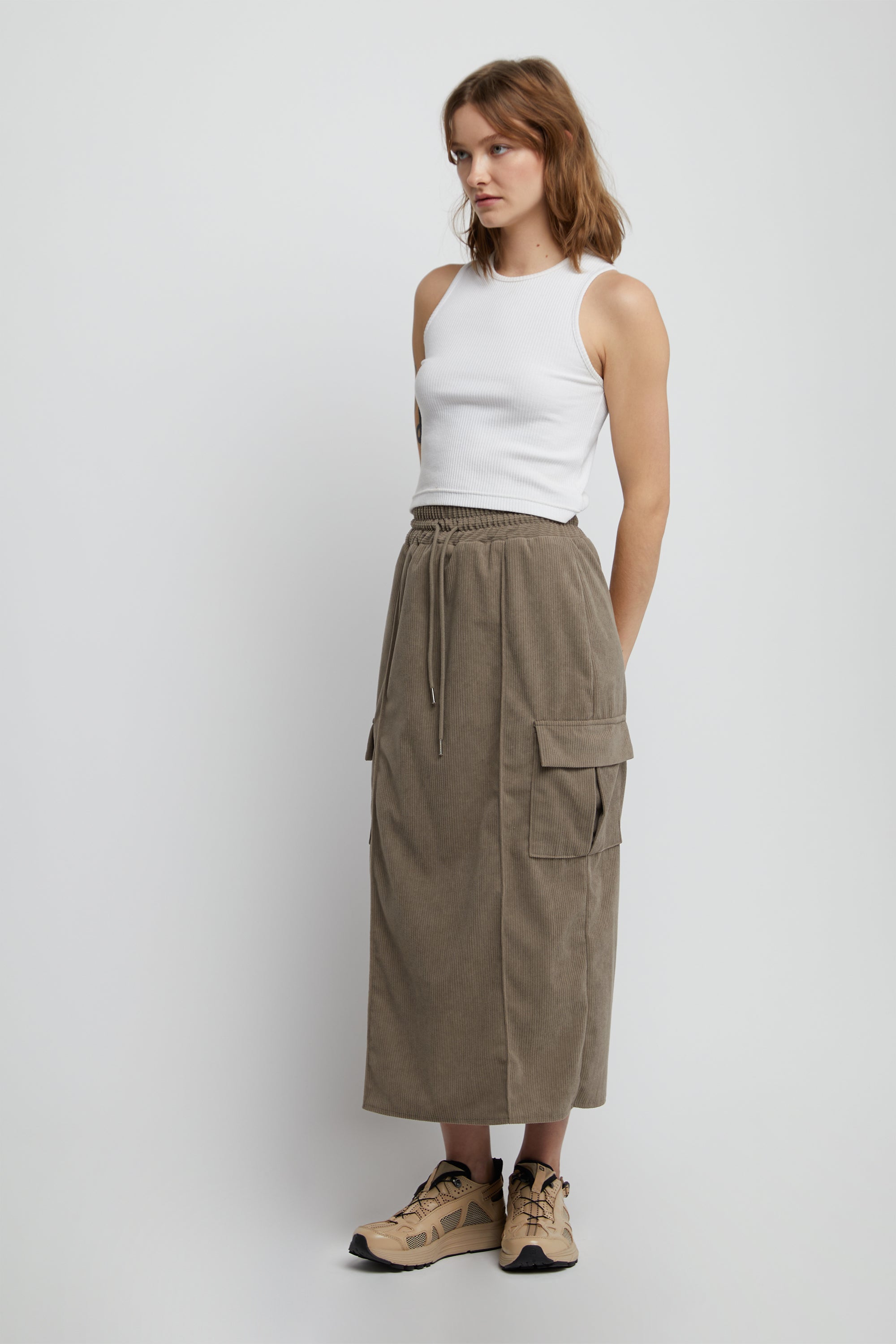 MIDI CORDUROY CARGO SKIRT Cheapest