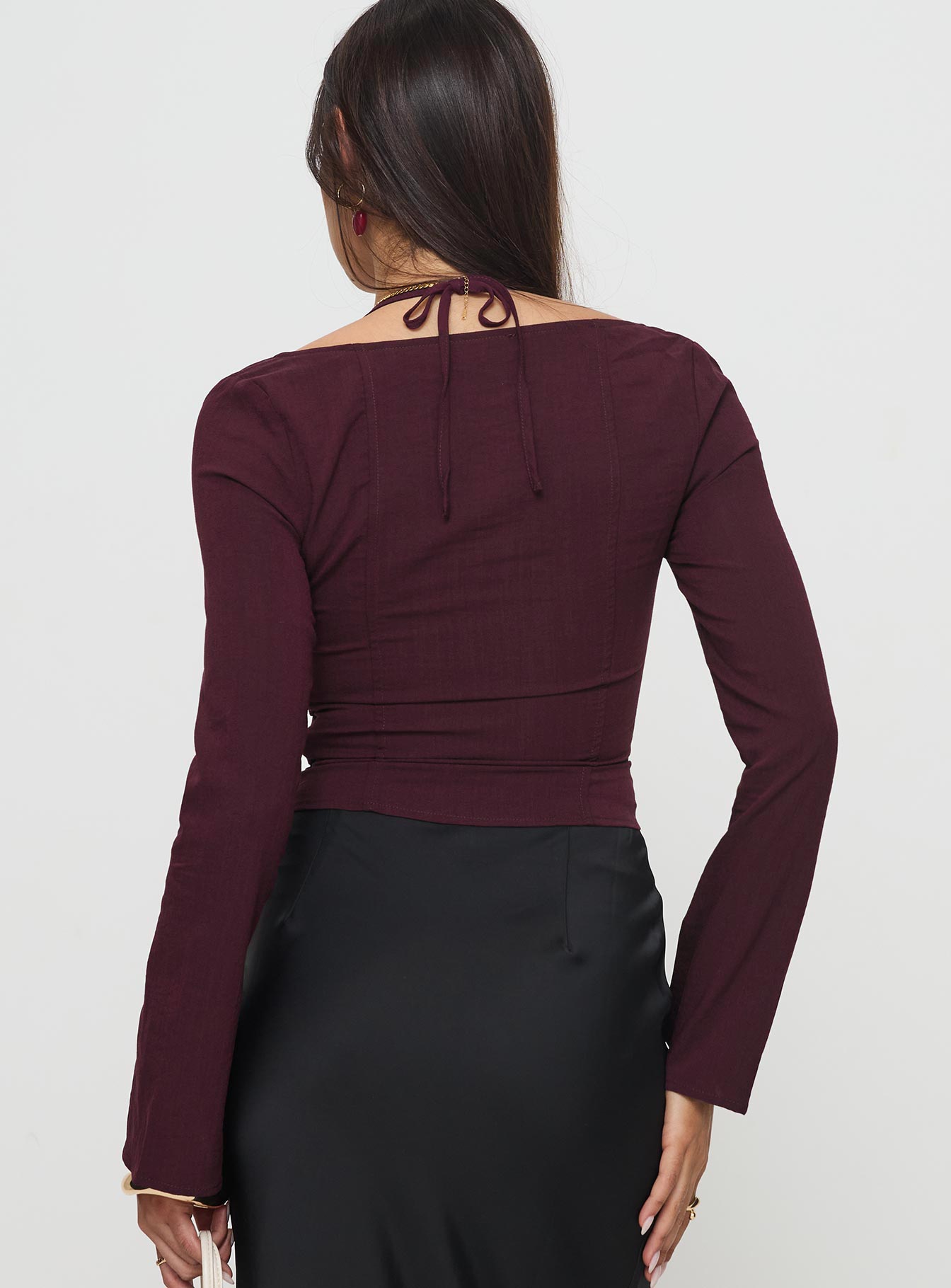 Trynia Long Sleeve Top Burgundy Sale Footlocker