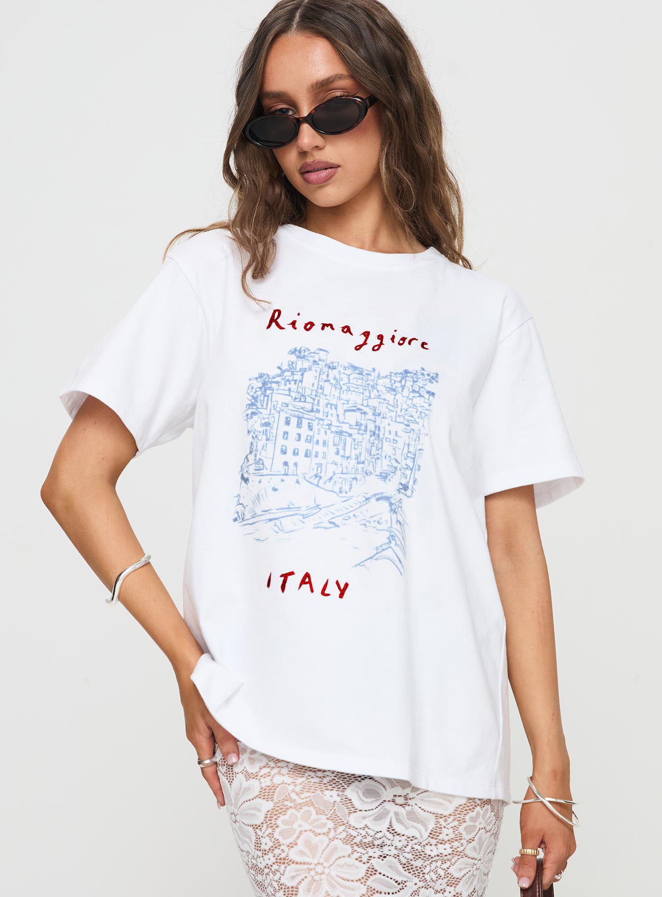 Riomaggiore Oversized Tee White Buy Cheap Shop