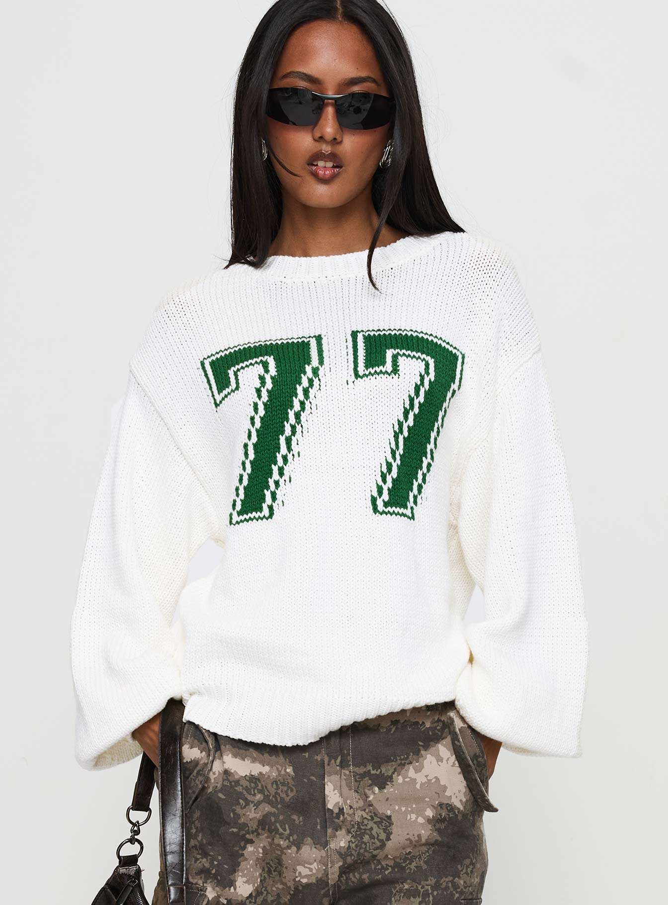 Summer 77 Knit Sweater White / Green Footlocker Finishline Sale Online