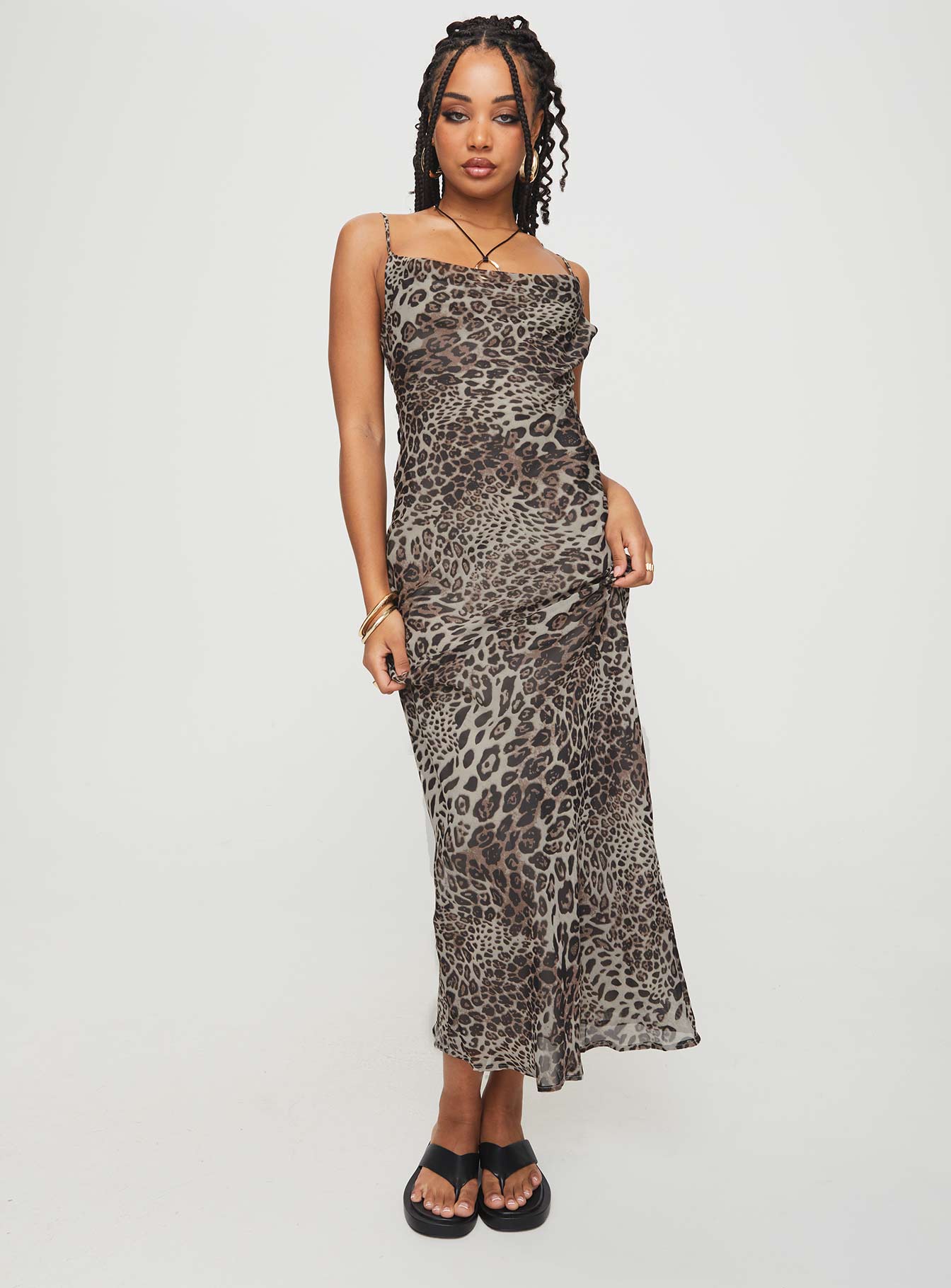 Declynn Bias Cut Maxi Dress Leopard Pre Order Online