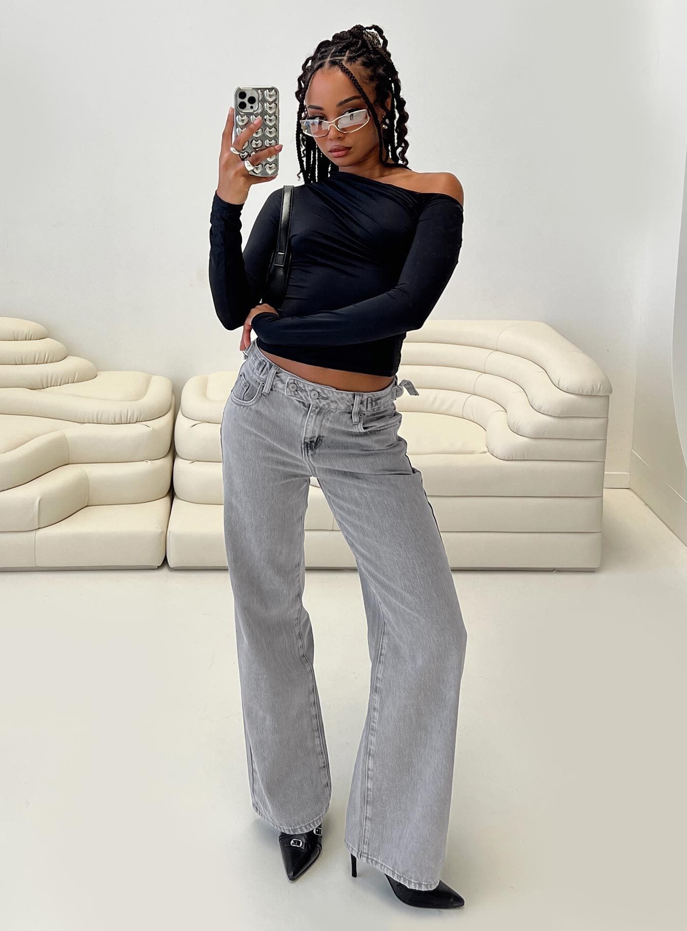 Scheana Low Rise Jeans Steel Grey For Cheap Pice