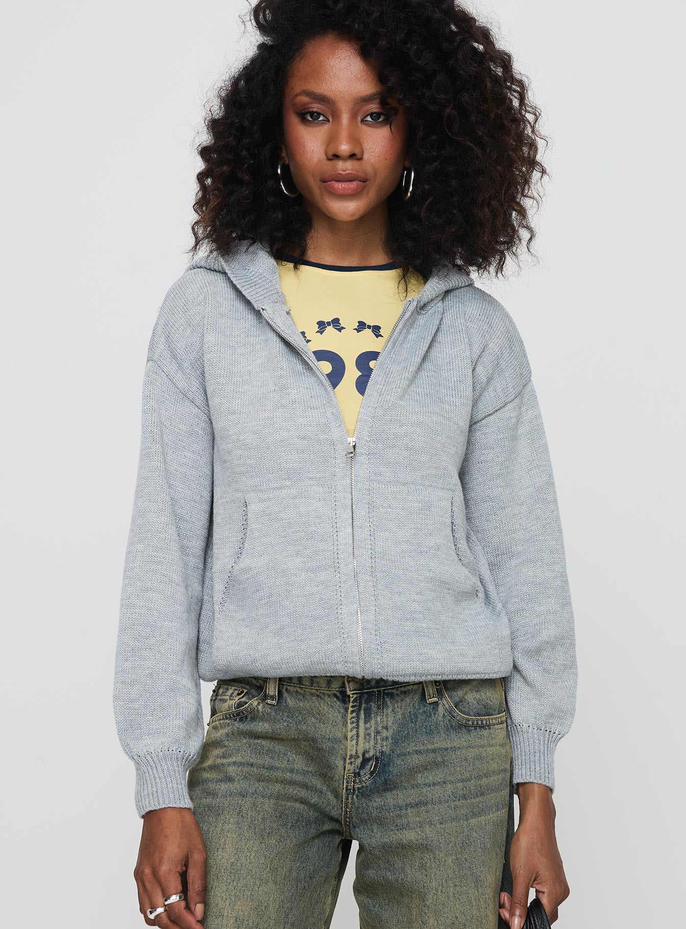 Morrigan Zip Up Hooded Sweater Grey Marle For Sale Cheap Pice