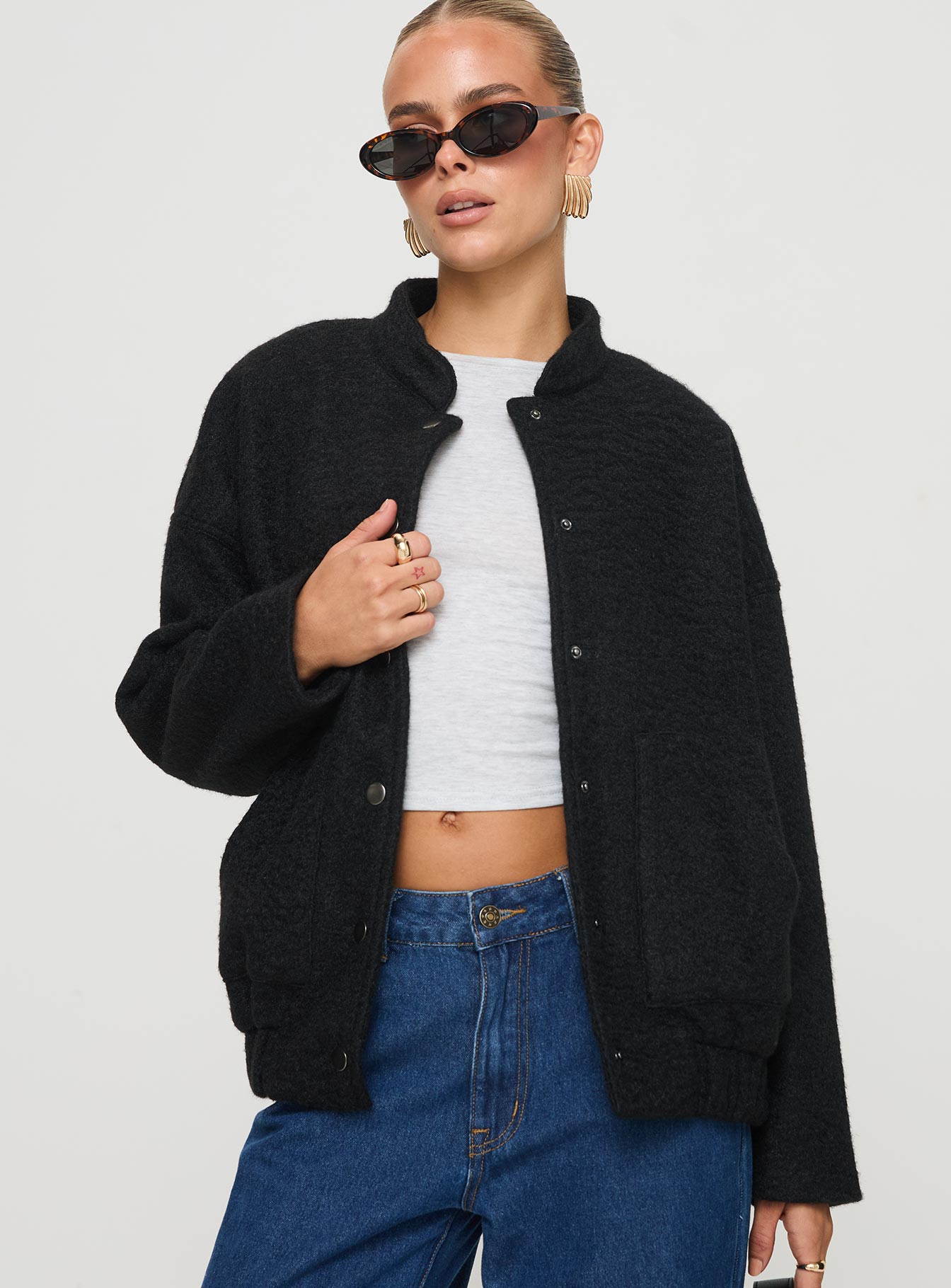 Stillar Bomber Jacket Black Tumblr Sale Online