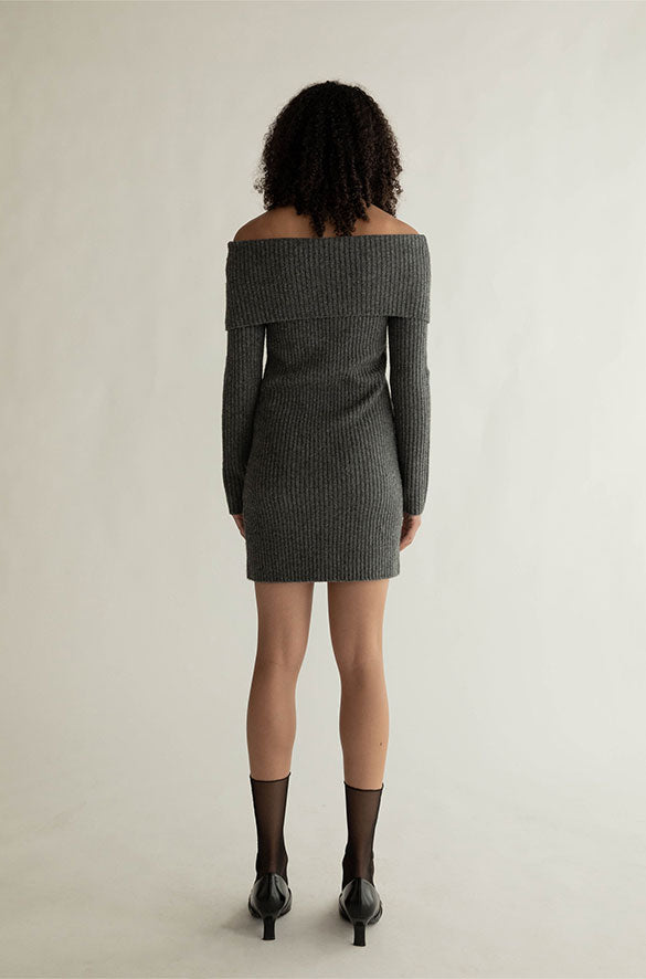 OFF SHOULDER RIB-KNIT MINI DRESS Discount Get To Buy