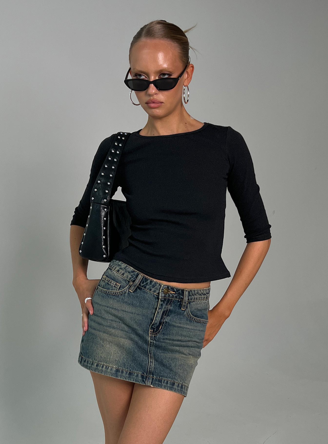 Elaia 3/4 Sleeve Top Black Outlet Sale Online