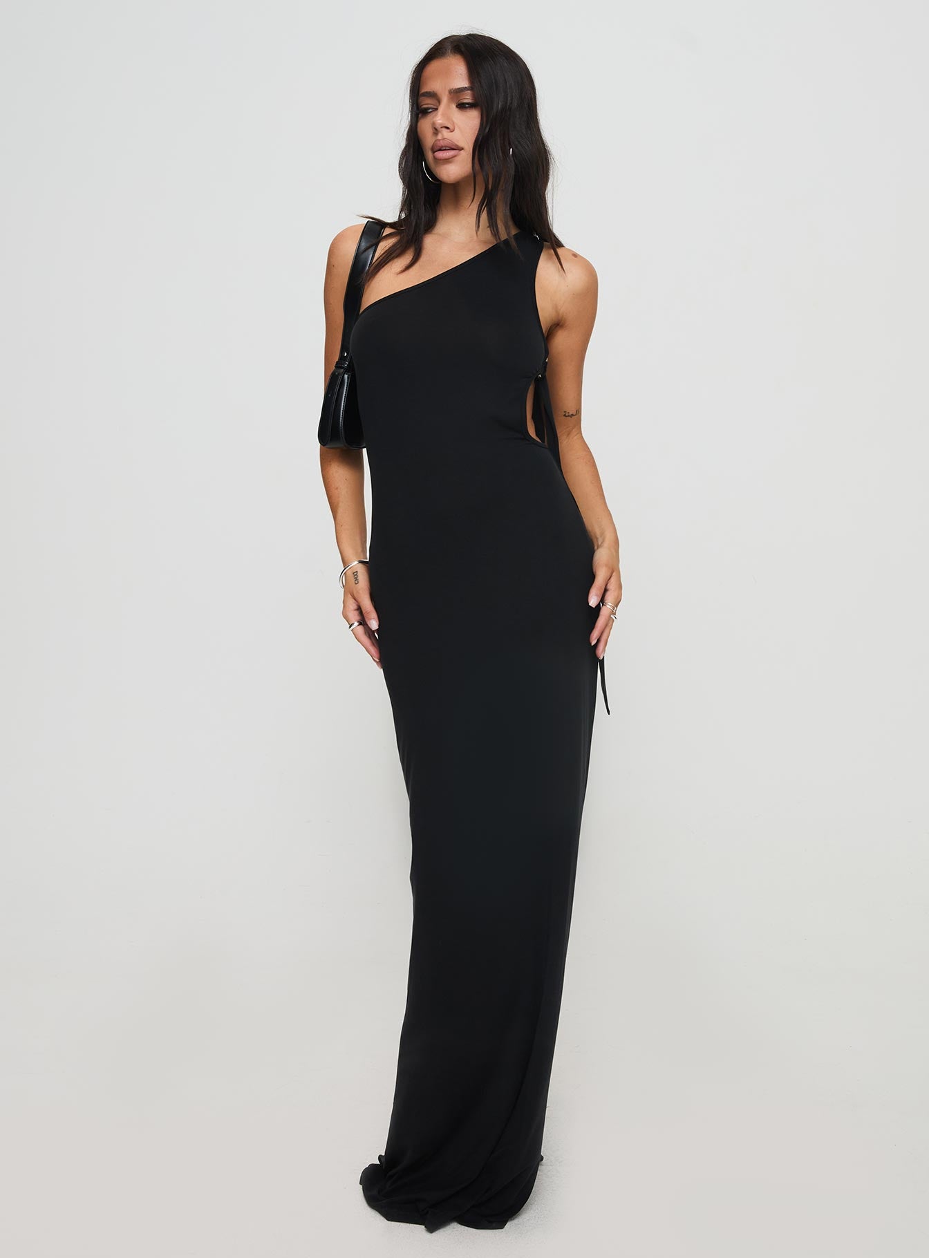 Trail Blazer Asymmetrical Maxi Dress Black Cheap Sale Collections