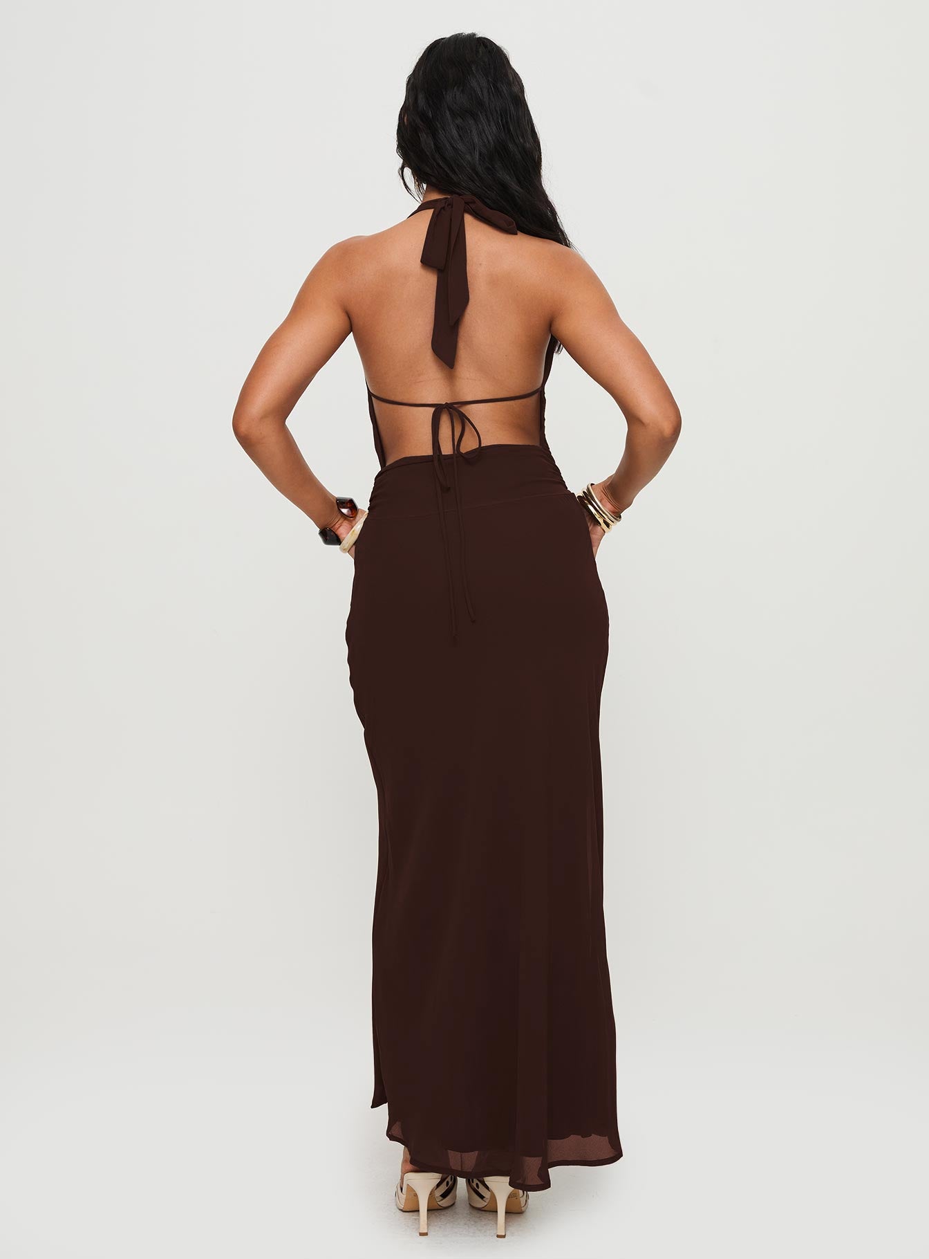 Alejandria Cowl Neck Maxi Dress Chocolate Sale Shop Offer