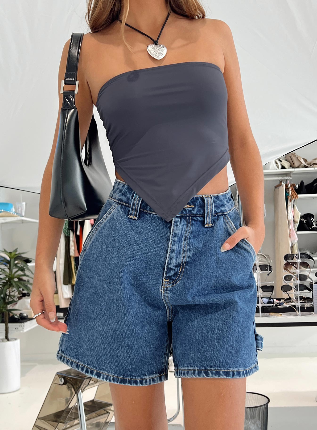 Lou Carpenter Denim Shorts Mid Wash Lower Impact Geniue Stockist