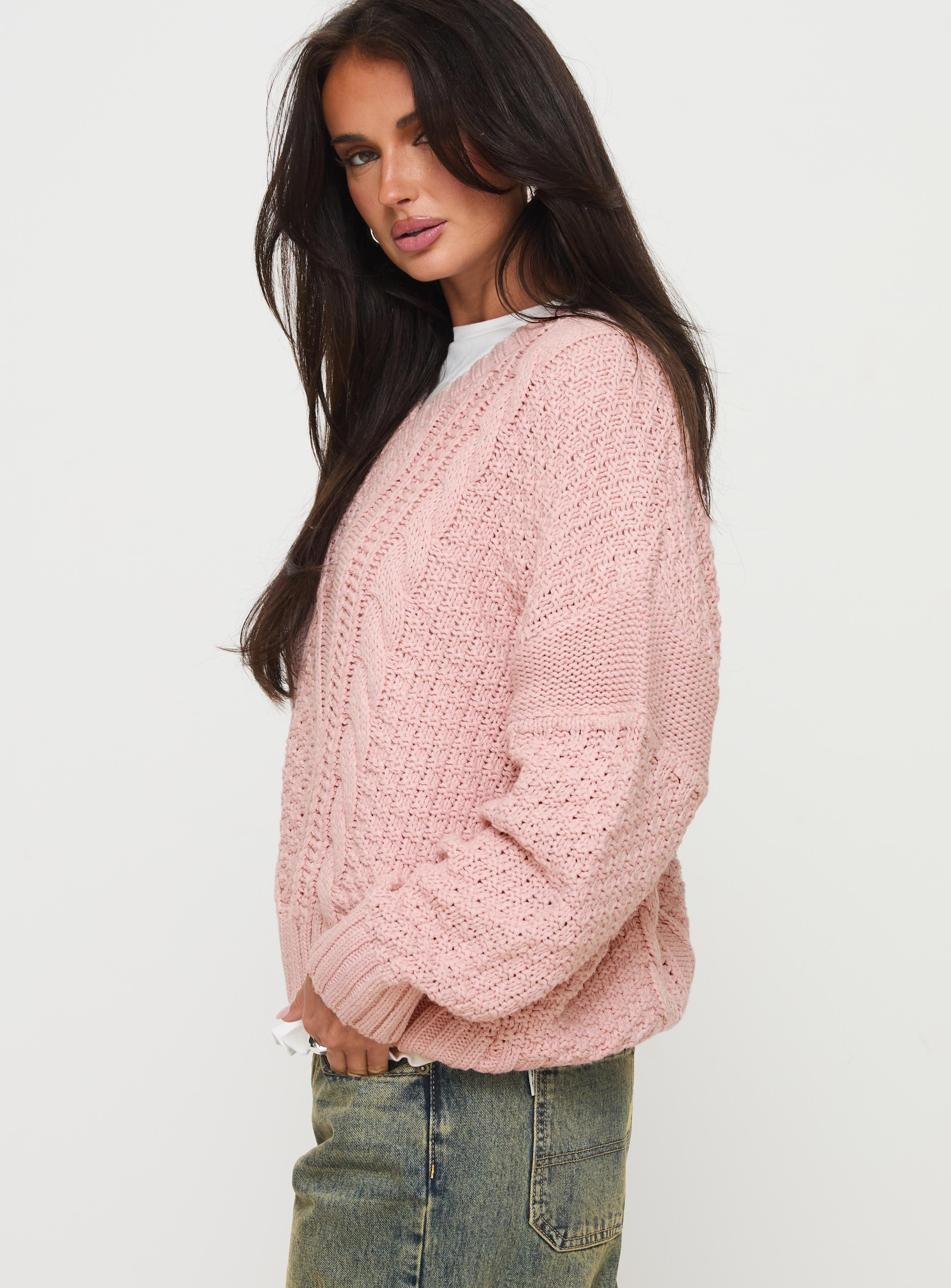 Hour Of Love V Neck Sweater Pink Cheap Pice Wholesale