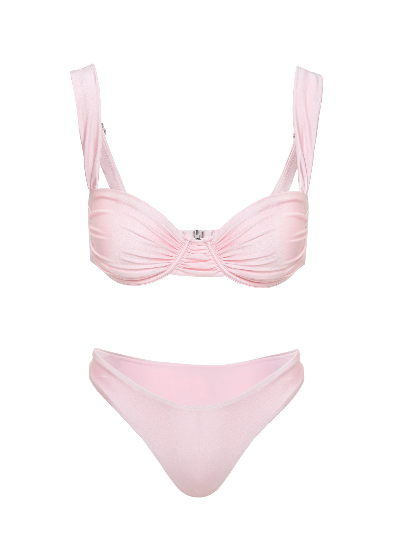 Ellie High Cut Shine Bikini Bottoms Pink Outlet View