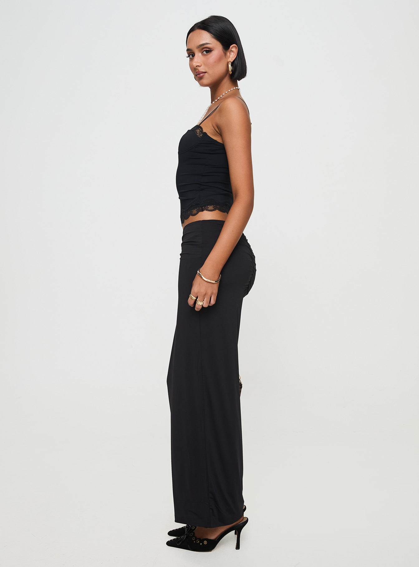 Kalyn Ruched Front Maxi Skirt Black Sale Exclusive