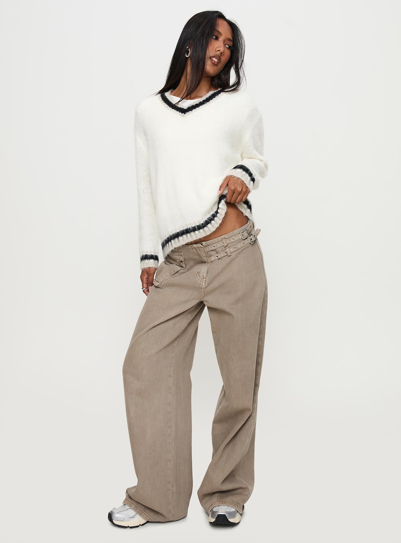 Federation V Neck Knit Sweater White Where To Buy Cheap Real