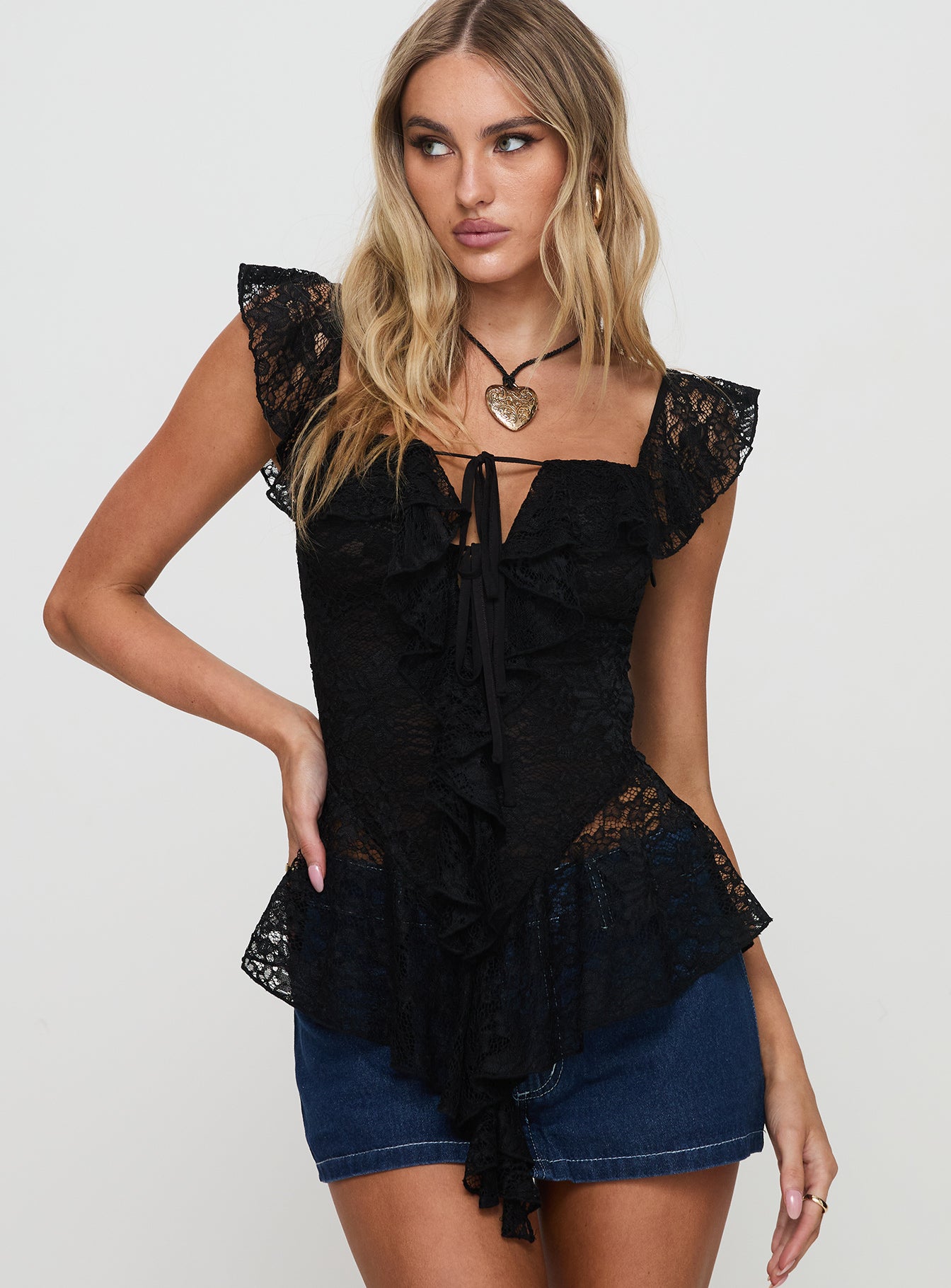 Francia Frill Top Black Browse Cheap Pice