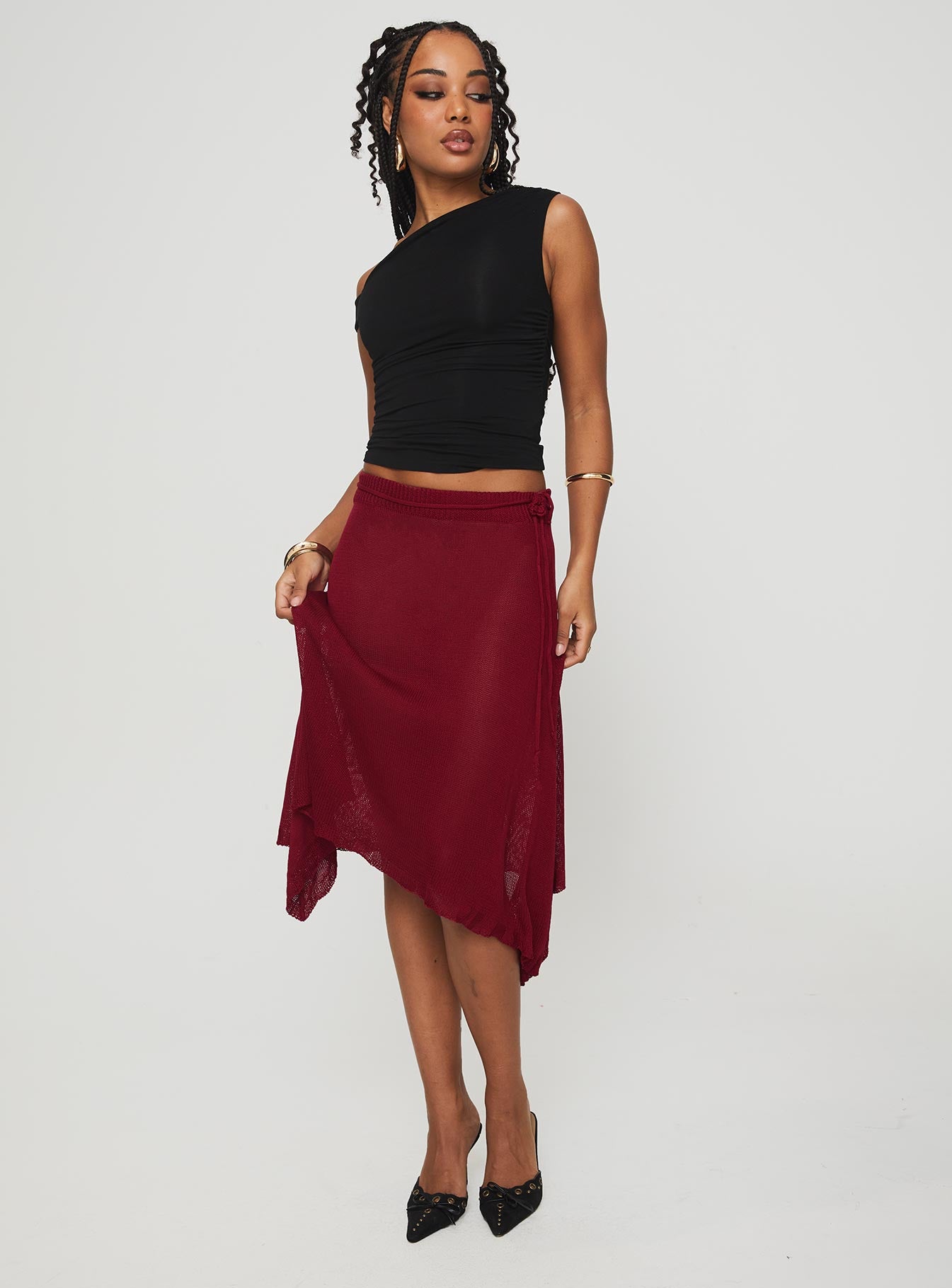 Leysa Midi Skirt Red Buy Cheap Nicekicks