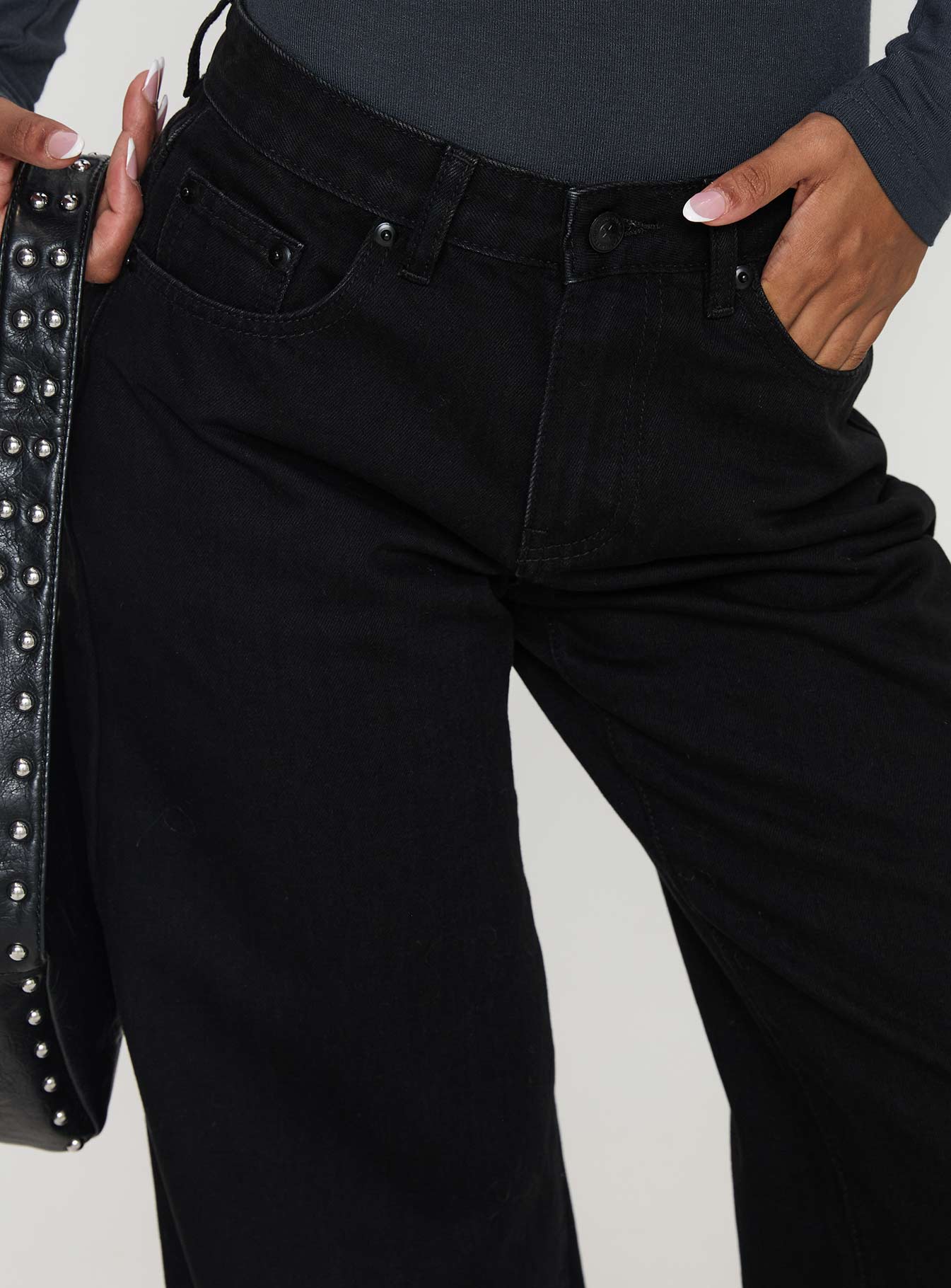 Colemane Mid Rise Denim Jeans Black Pay With Visa