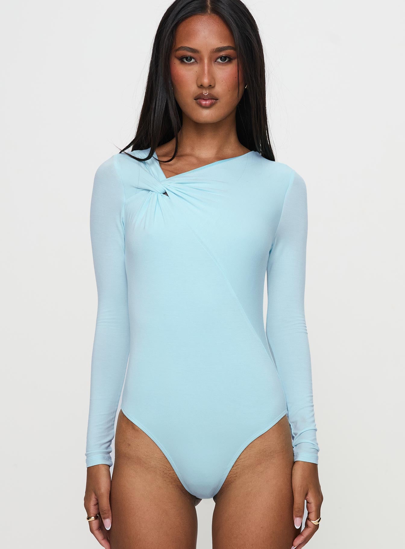 Glorious Look Twist Detail Bodysuit Blue Clearance Cost