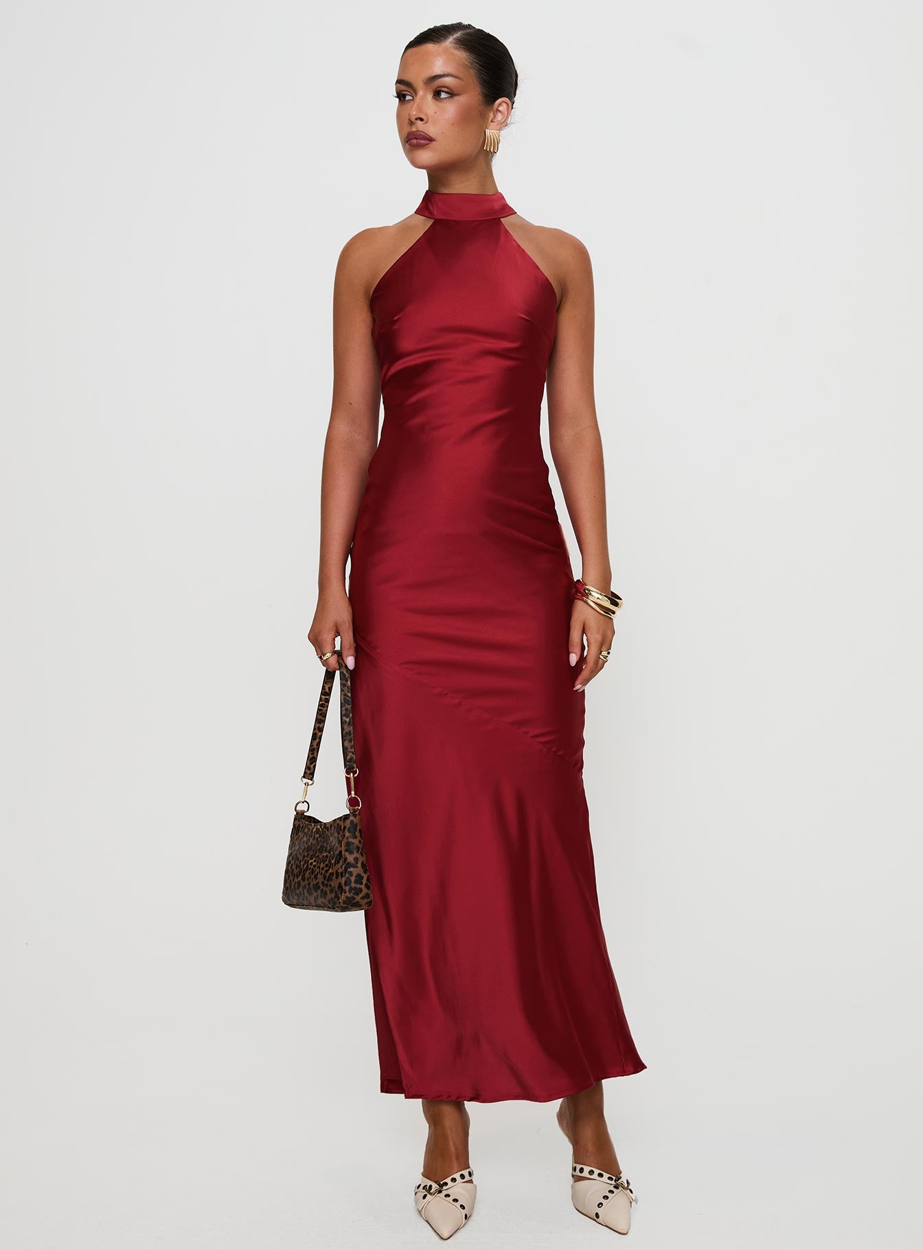 Mordecai Halter Maxi Dress Burgundy Clearance Explore