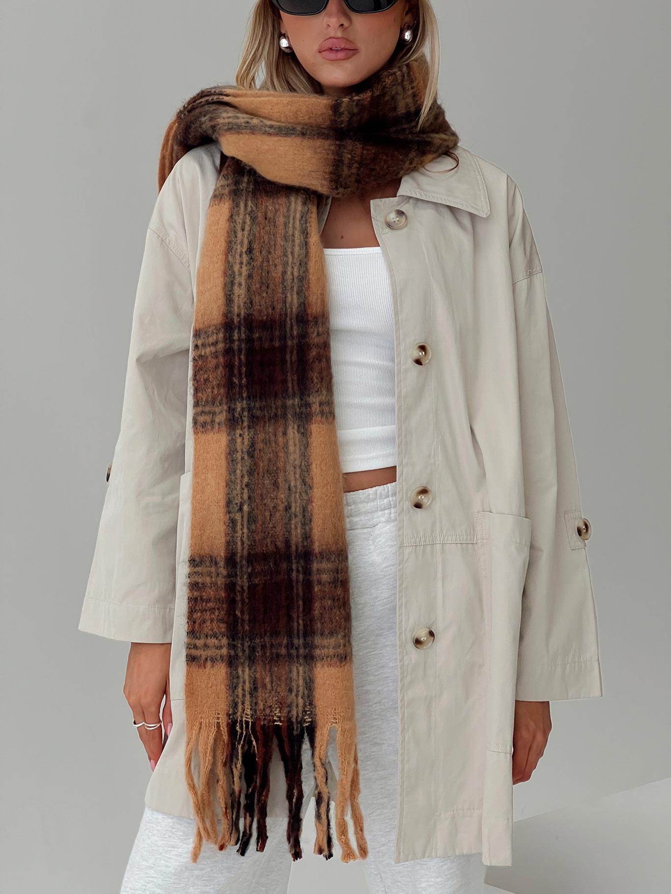 July Scarf Brown Check Cheap Explore