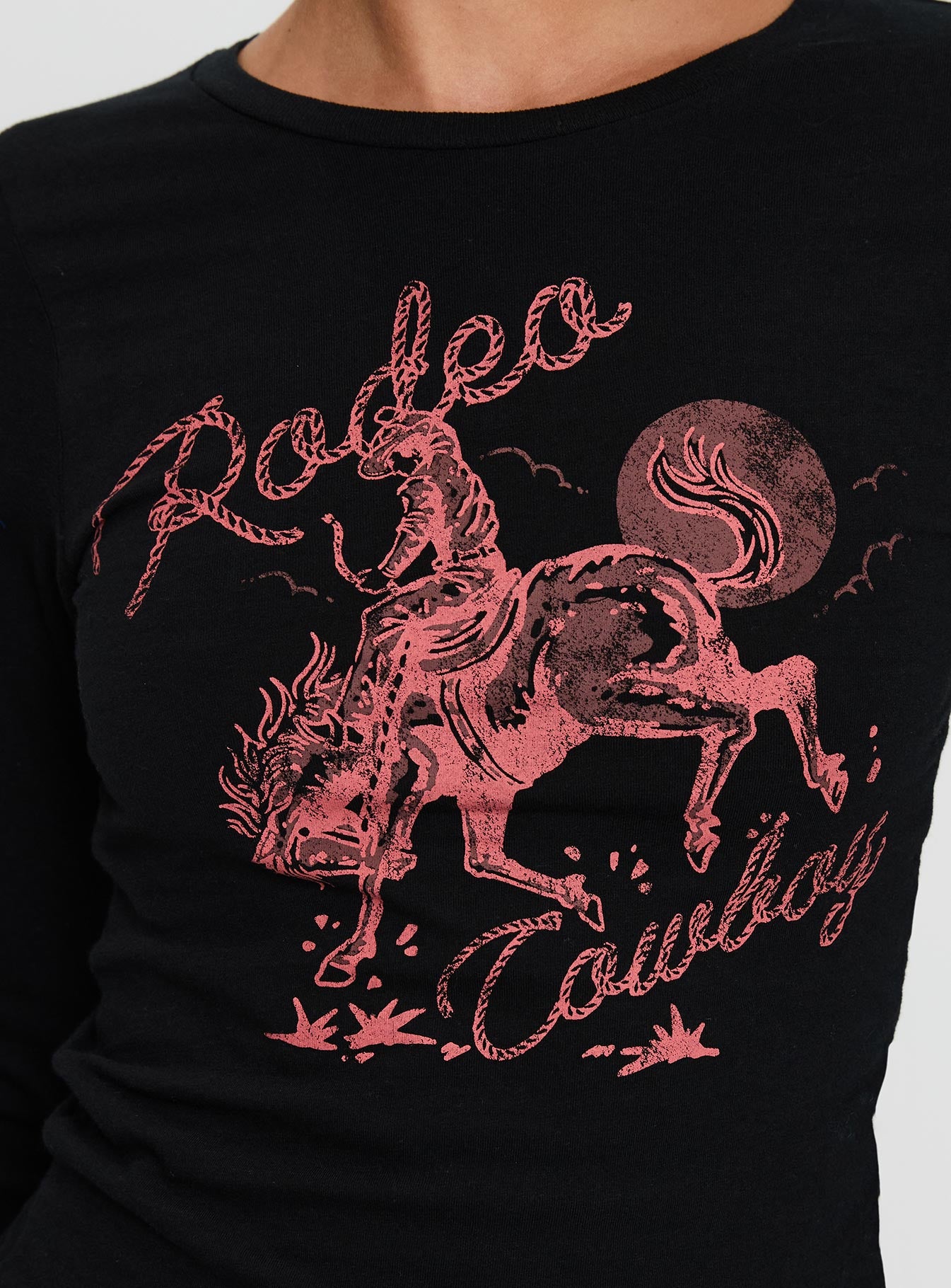 Rodeo Cowboy Long Sleeve Top Washed Wine Clearance Factory Outlet