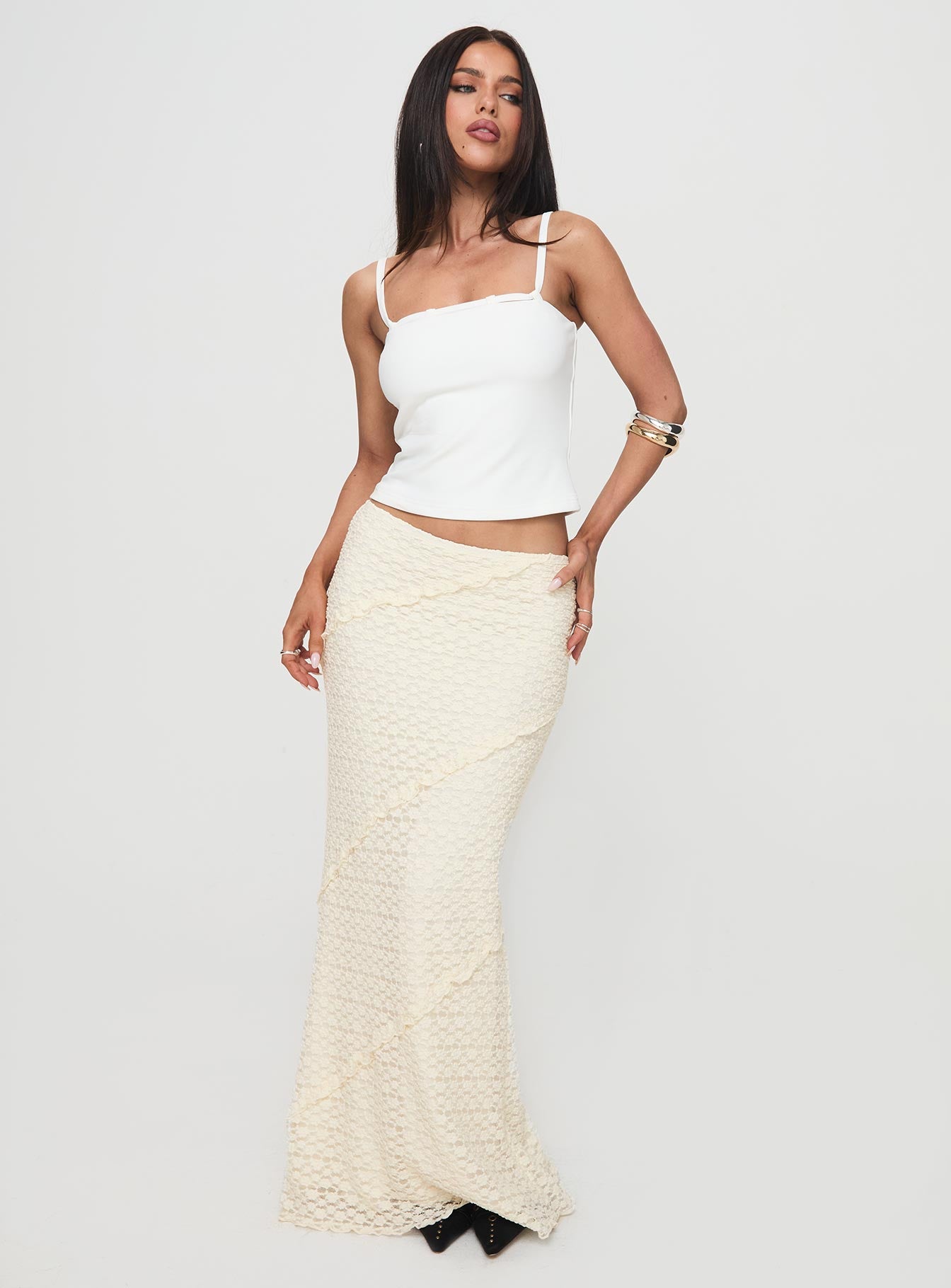 Incandescent Maxi Skirt Cream Free Shipping Shop For