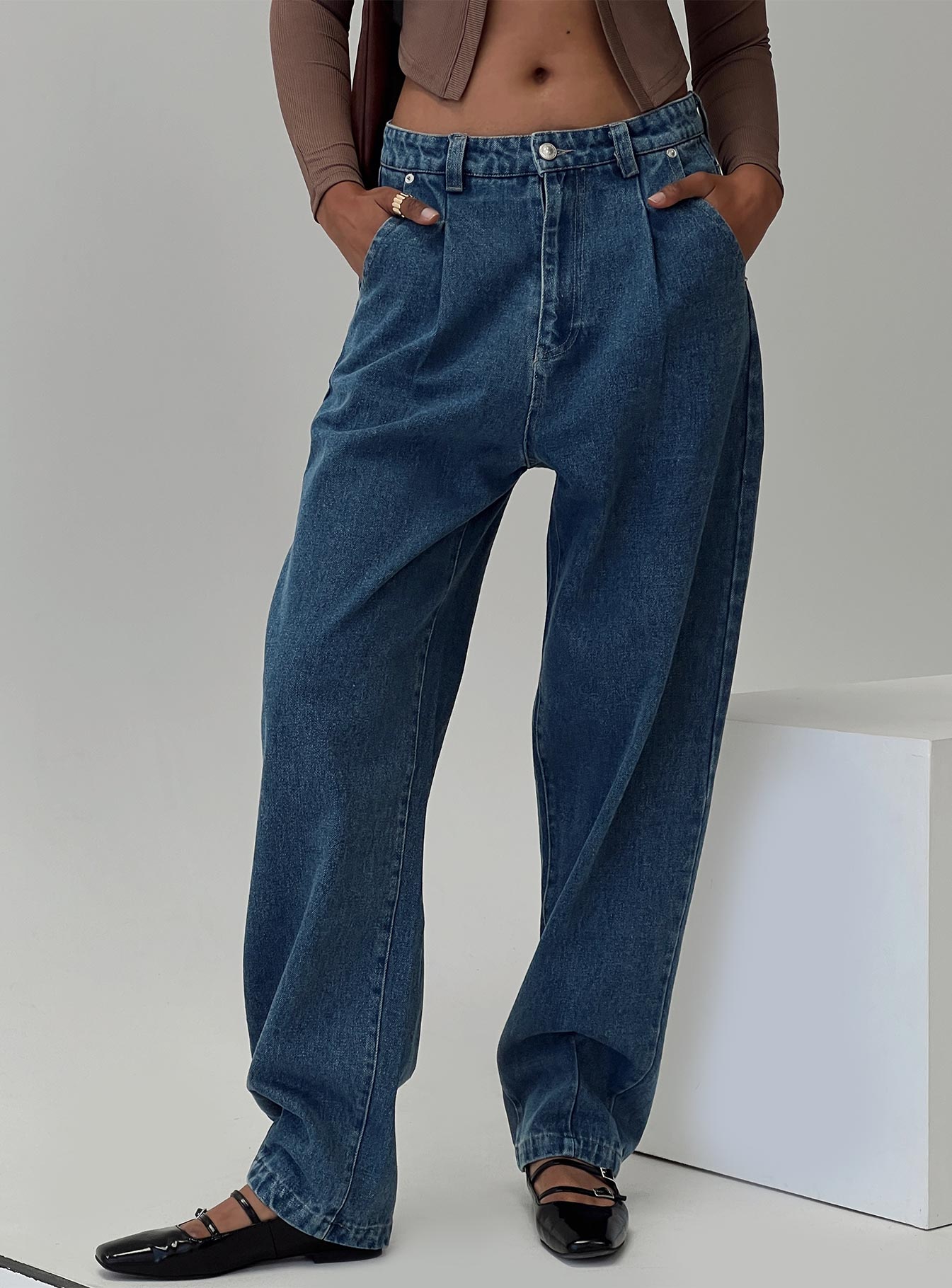 Forestier Pin Tuck Jeans Mid Blue Popular Sale Online