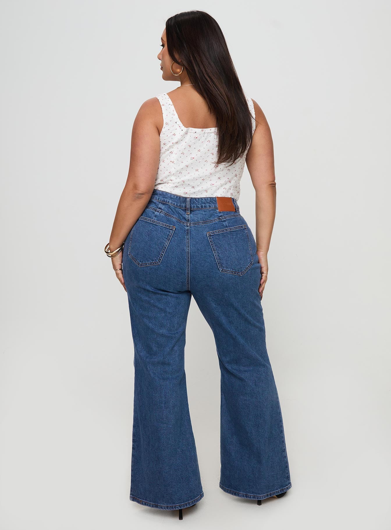 Lucille High Rise Flare Leg Jeans Mid Wash Curve Sale Wide Range Of