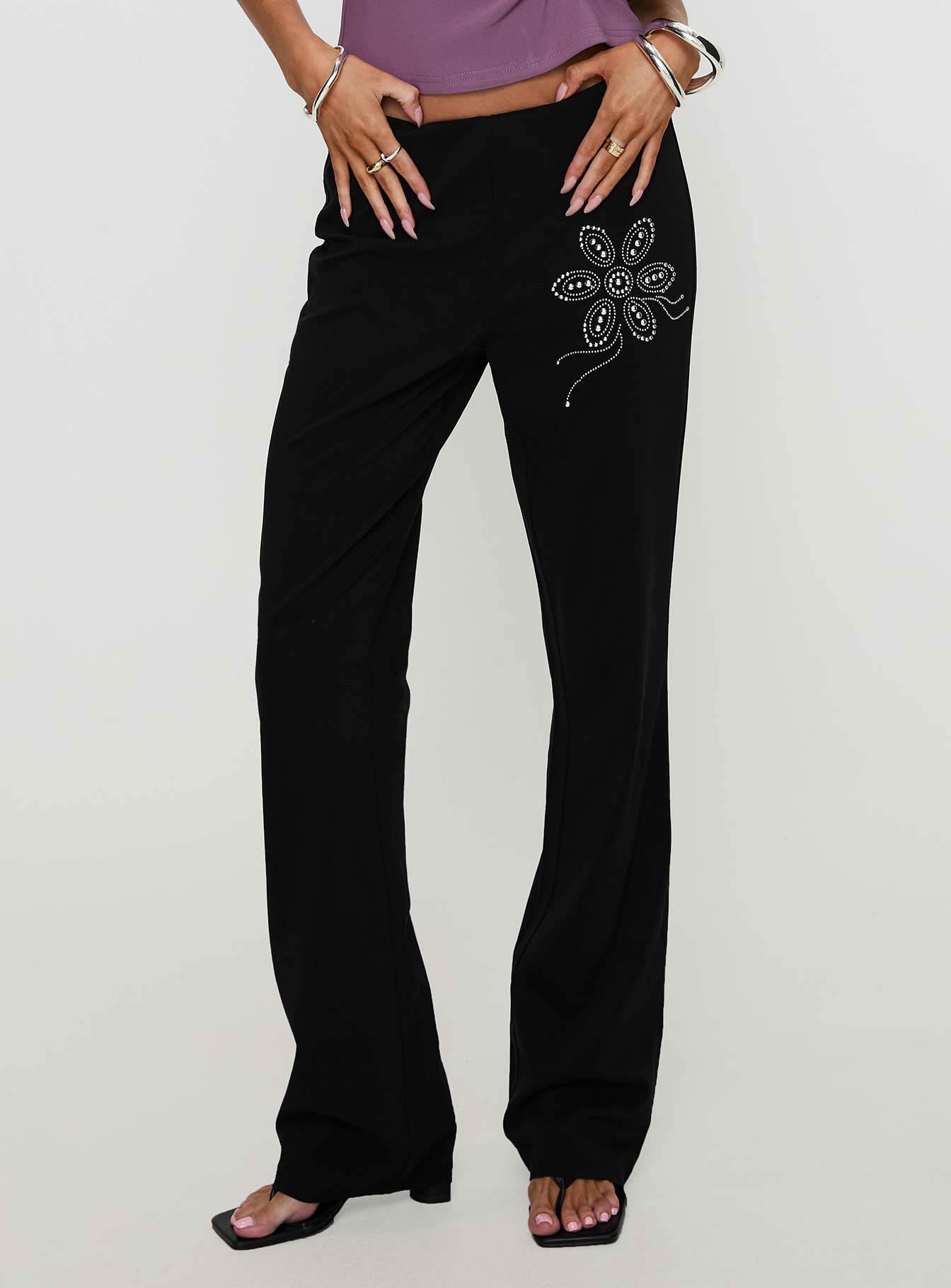 Quotation Diamante Flare Pants Black Sale Finishline