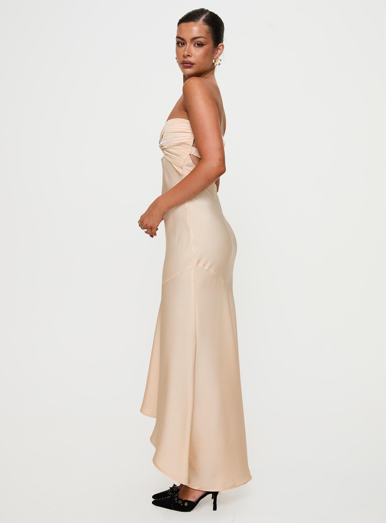 Stand A Chance Twist Detail Maxi Dress Champagne Newest For Sale