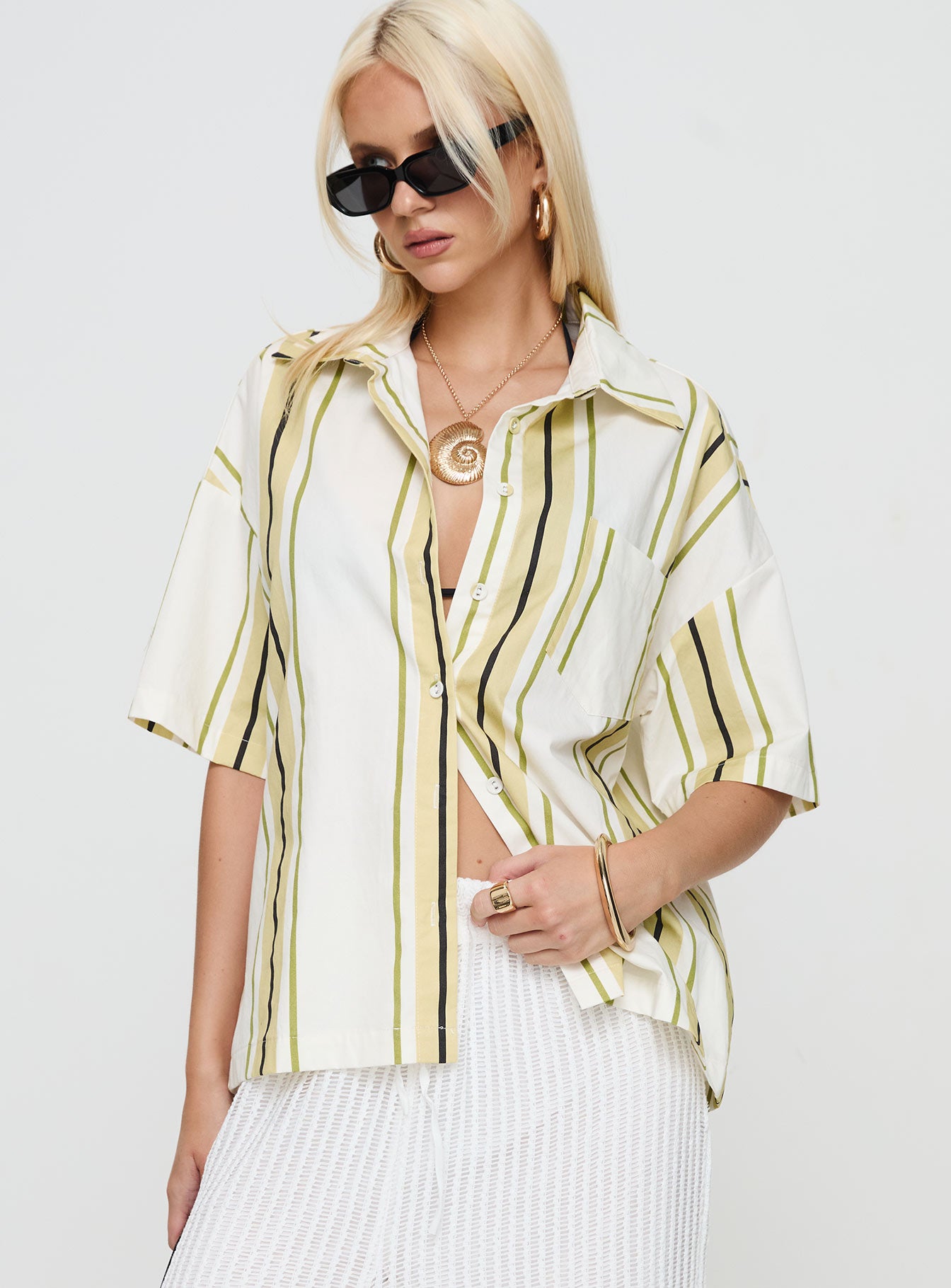 Karyn Top White / Yellow Stripe Sale Cheapest