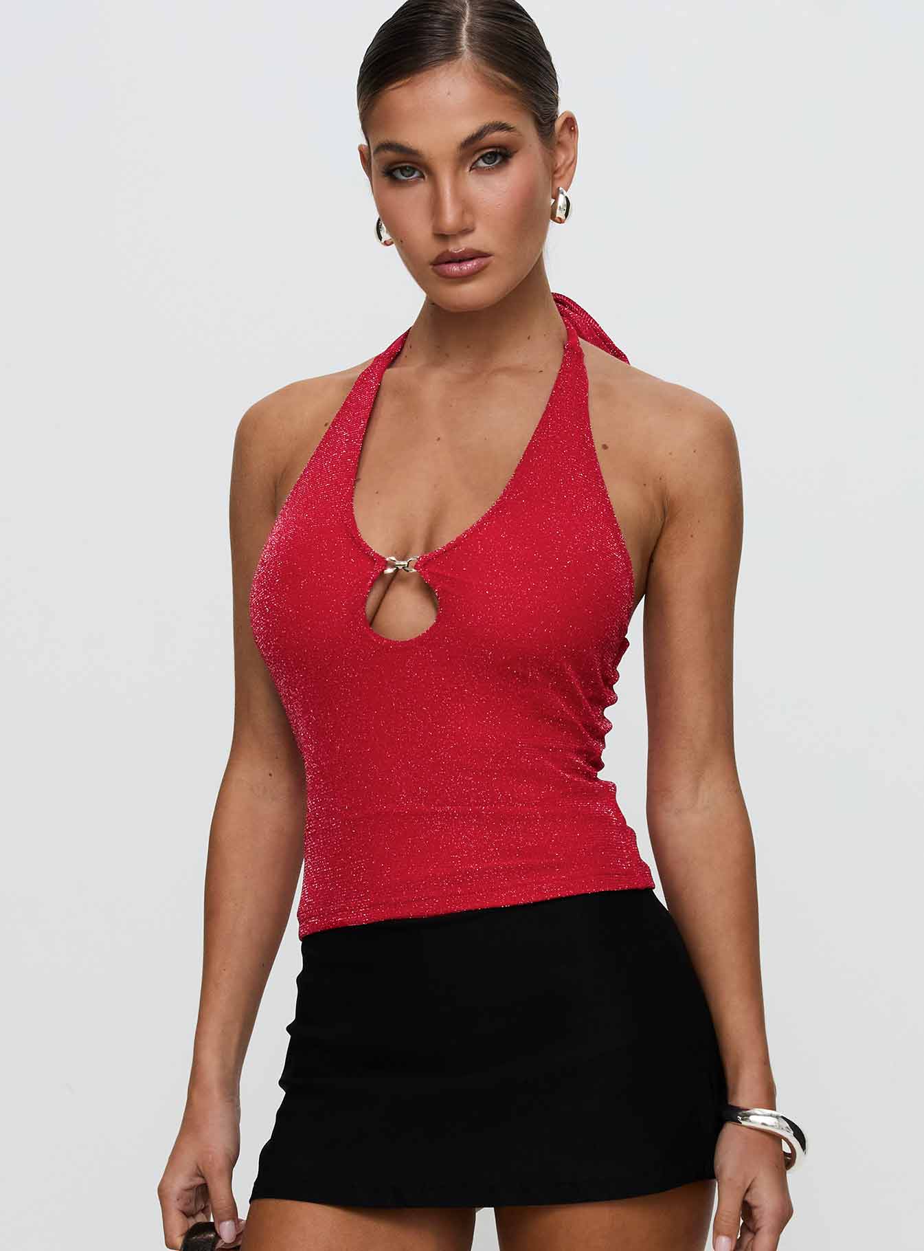 Allende Halter Top Red Clearance Pre Order