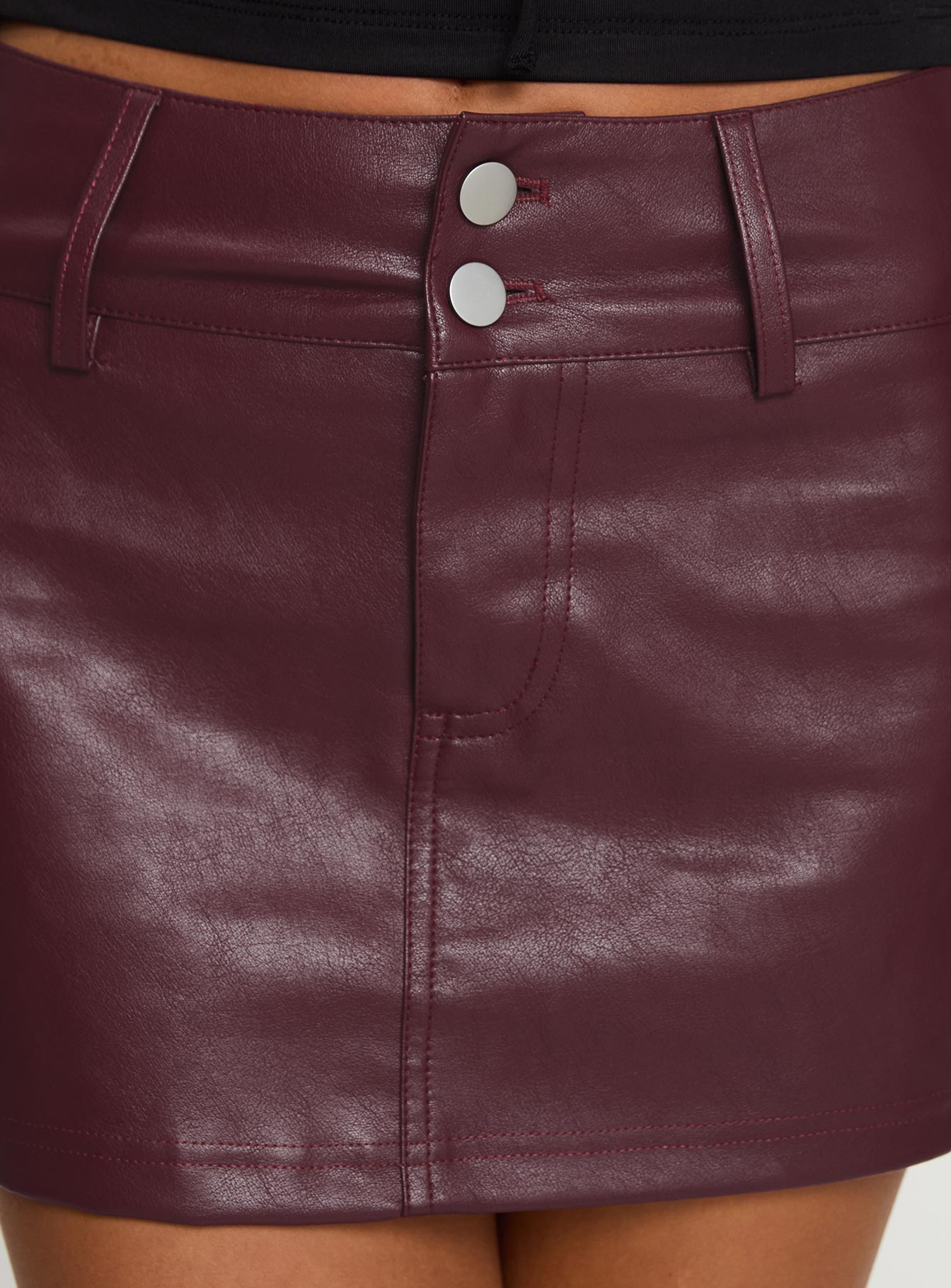 Magee Faux Leather Mini Skirt Burgundy Cheap Pirce