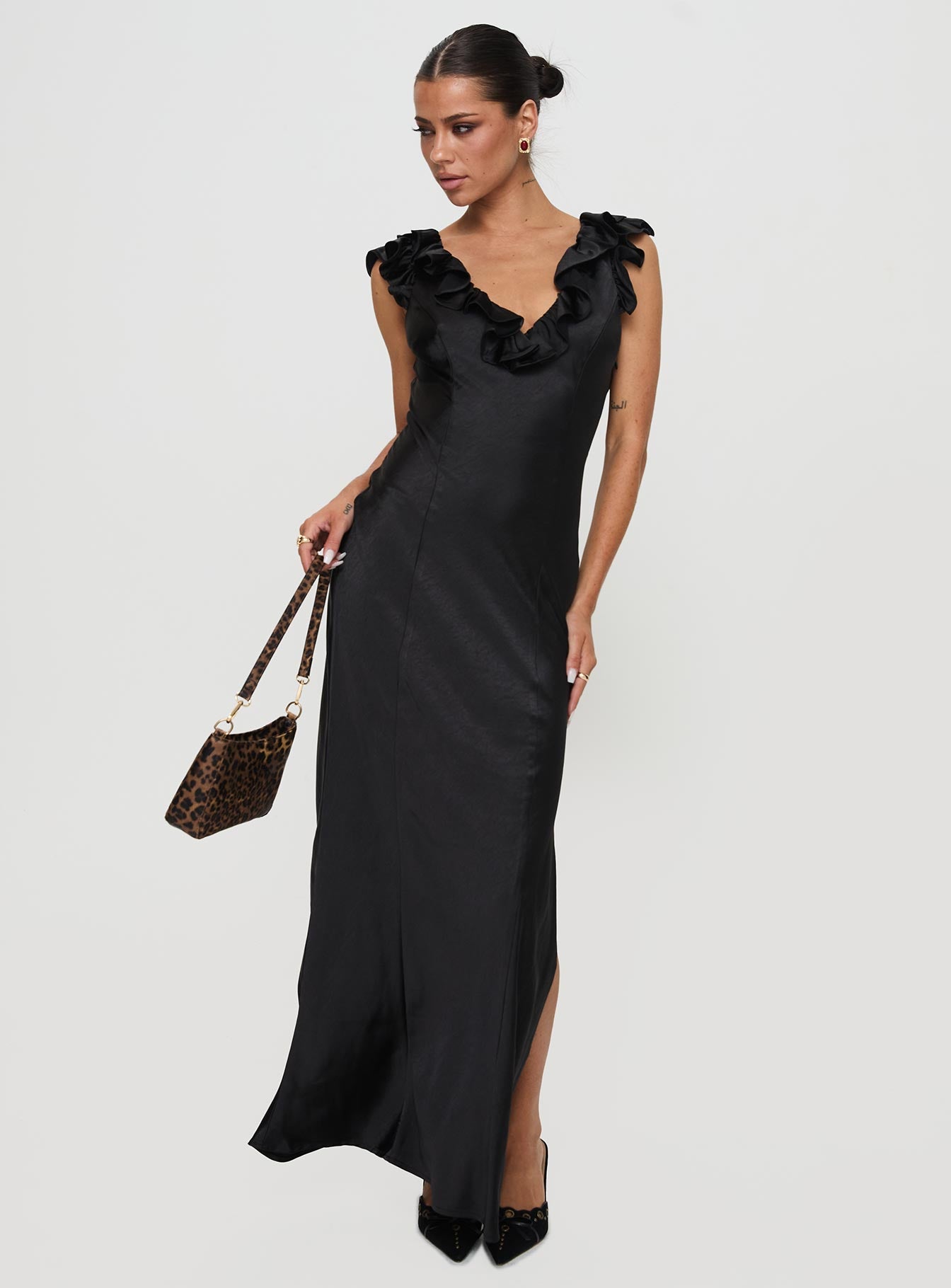 Butacup Frill Maxi Dress Black Outlet For Sale