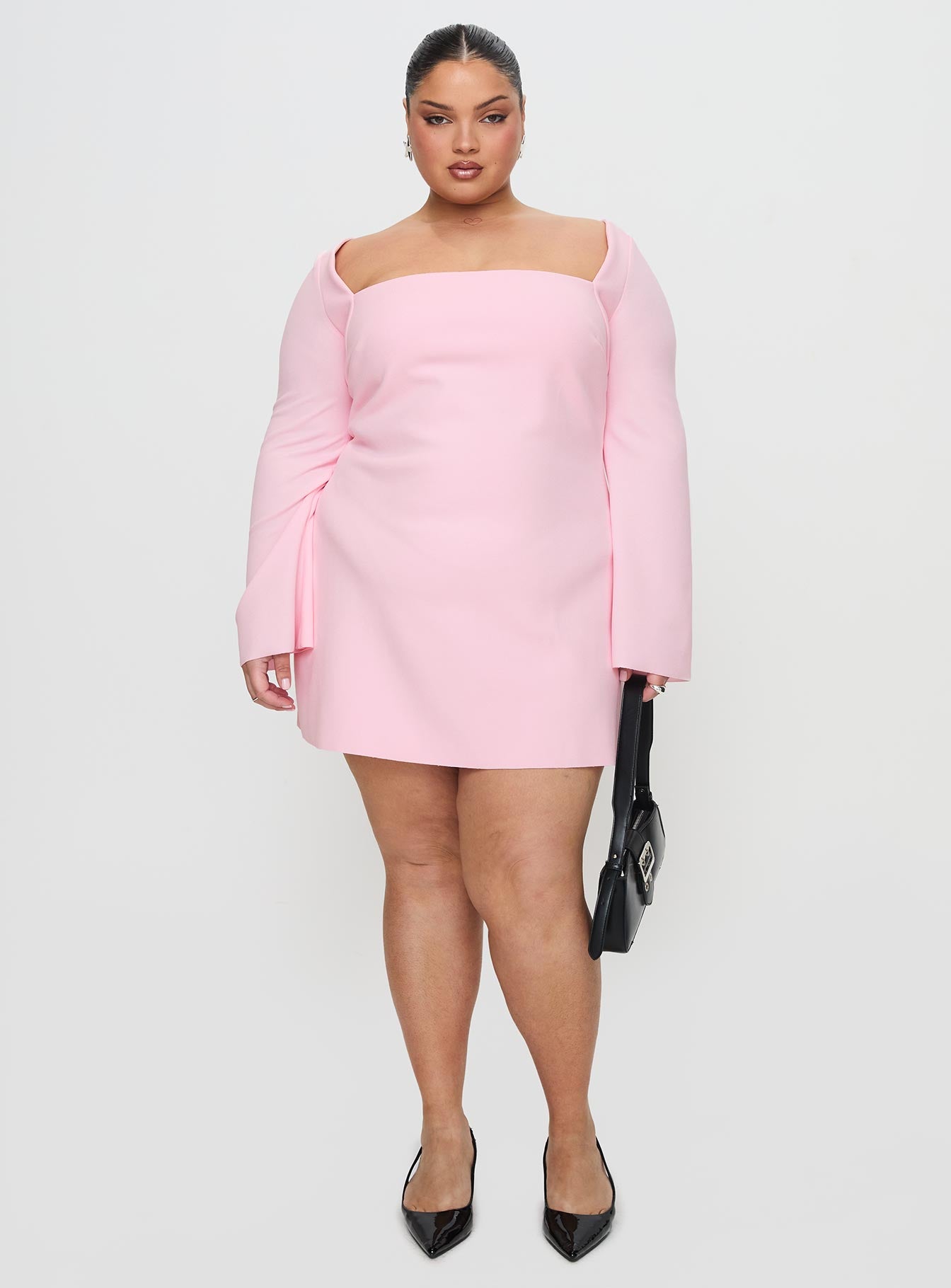 Bombshell Long Sleeve Mini Dress Pink Curve Discount Pay With Visa